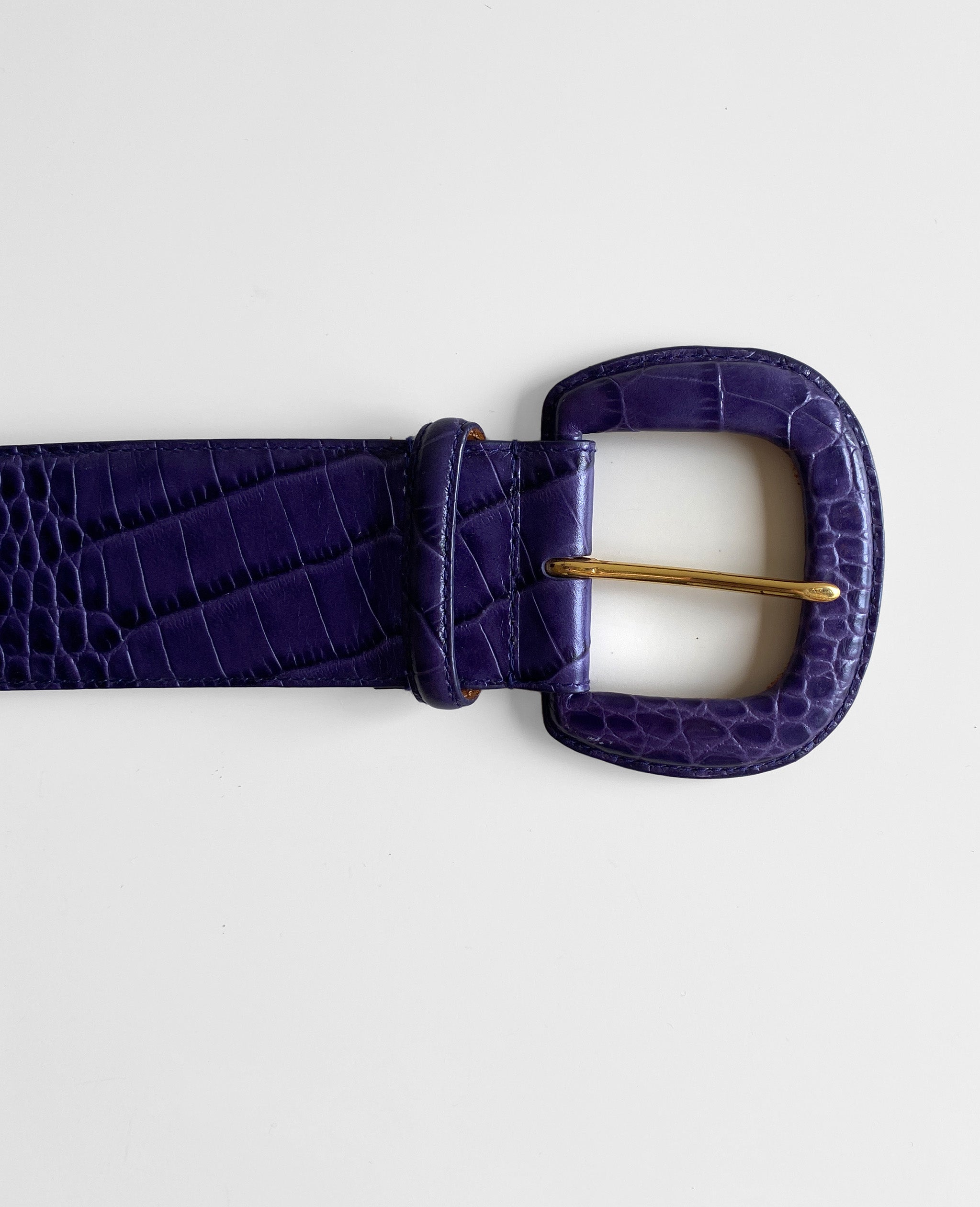 Violet Italian Leather Embossed Belt