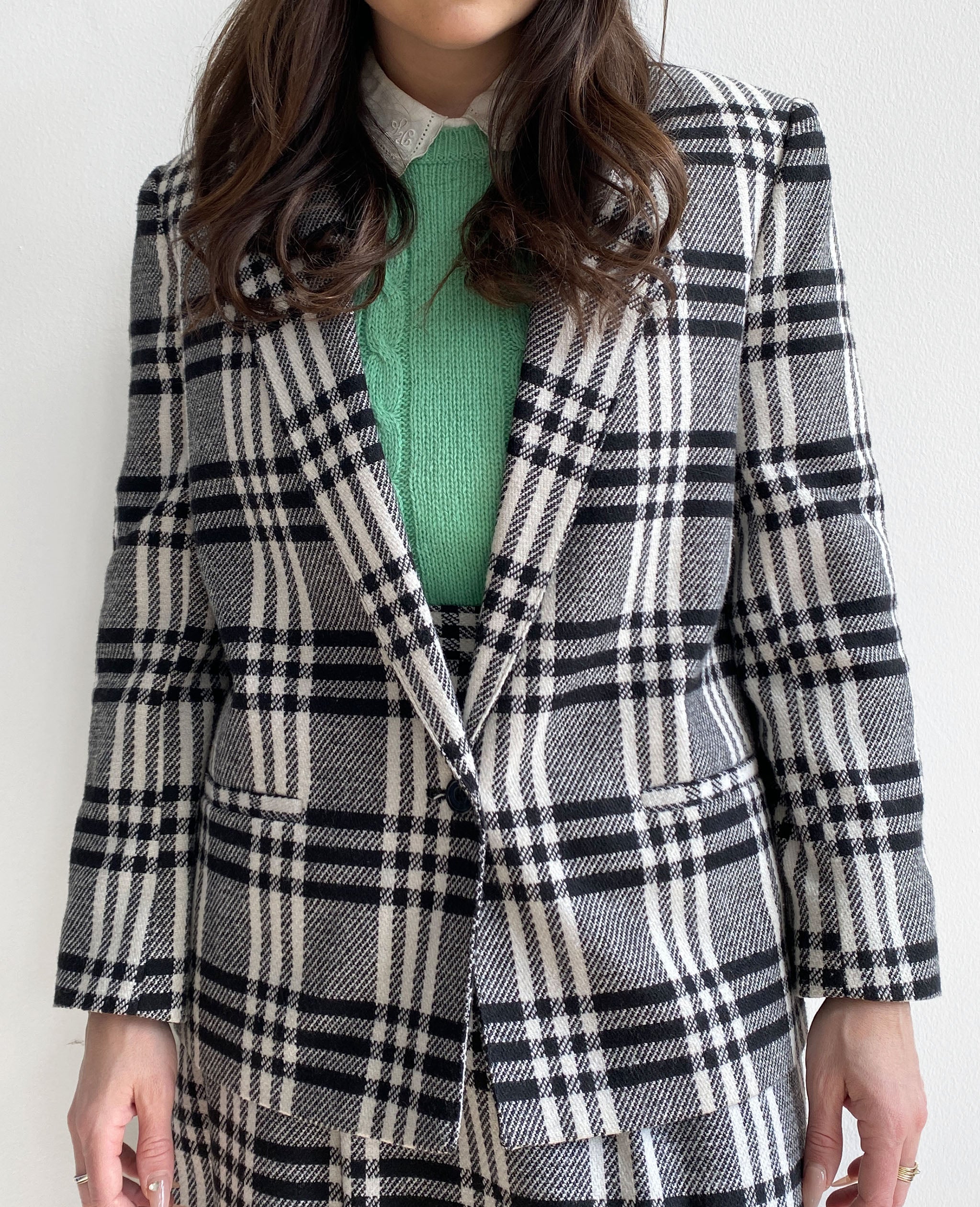 Black and White Checkered Skirt Suit