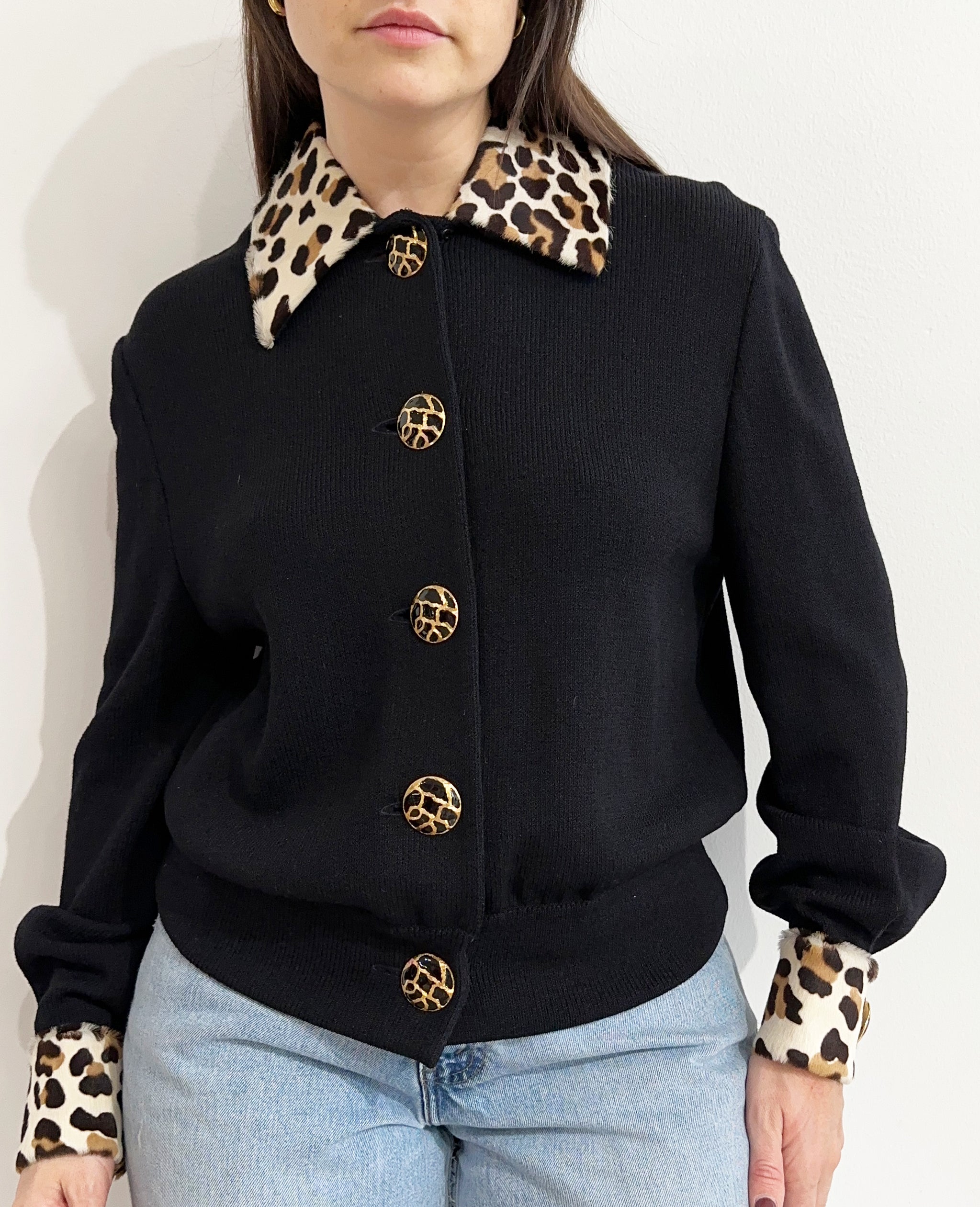 Black Sweater With Cowhide Detail