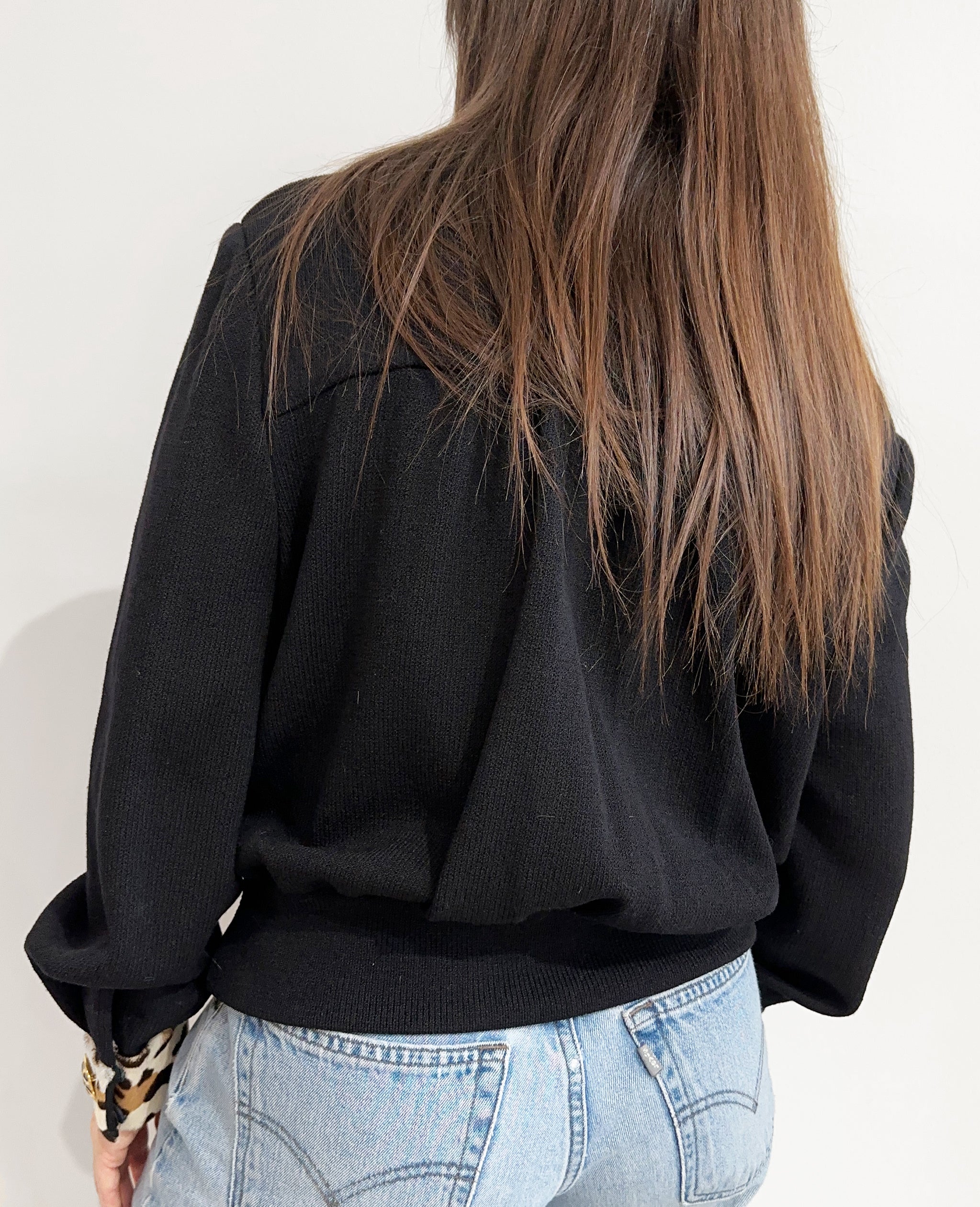 Black Sweater With Cowhide Detail