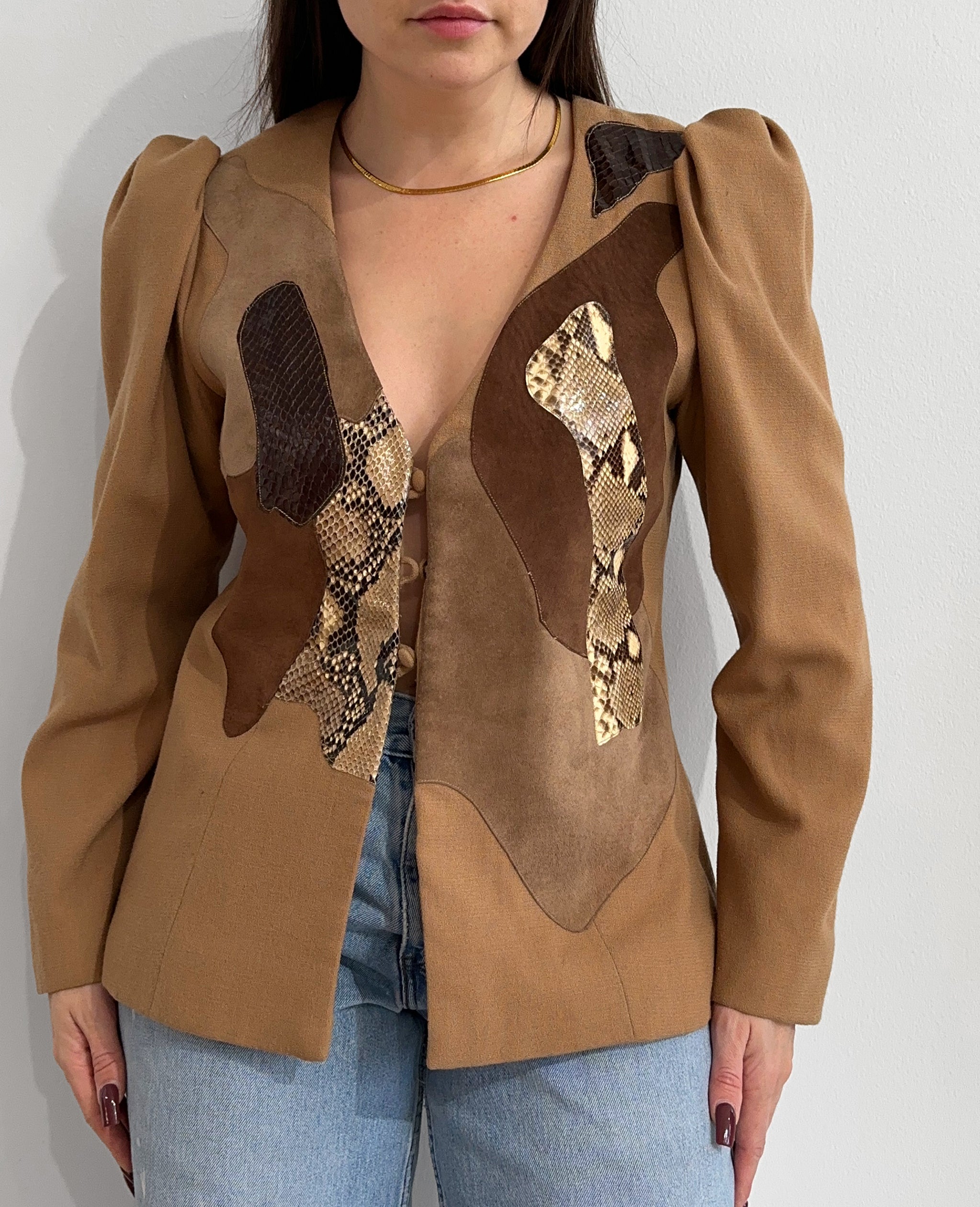 Wool Jacket with Snakeskin Embellishments