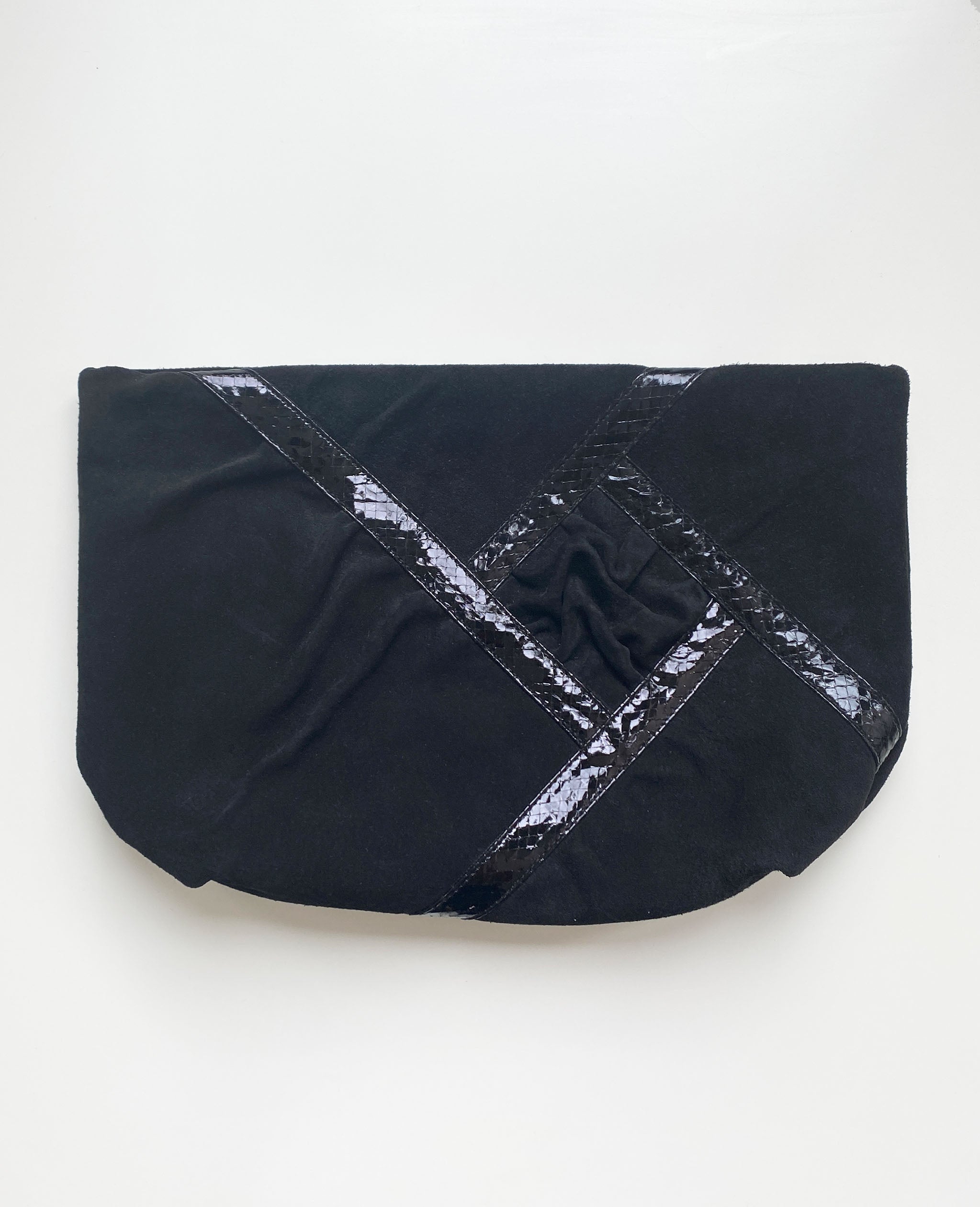 Black Suede Clutch with Strap