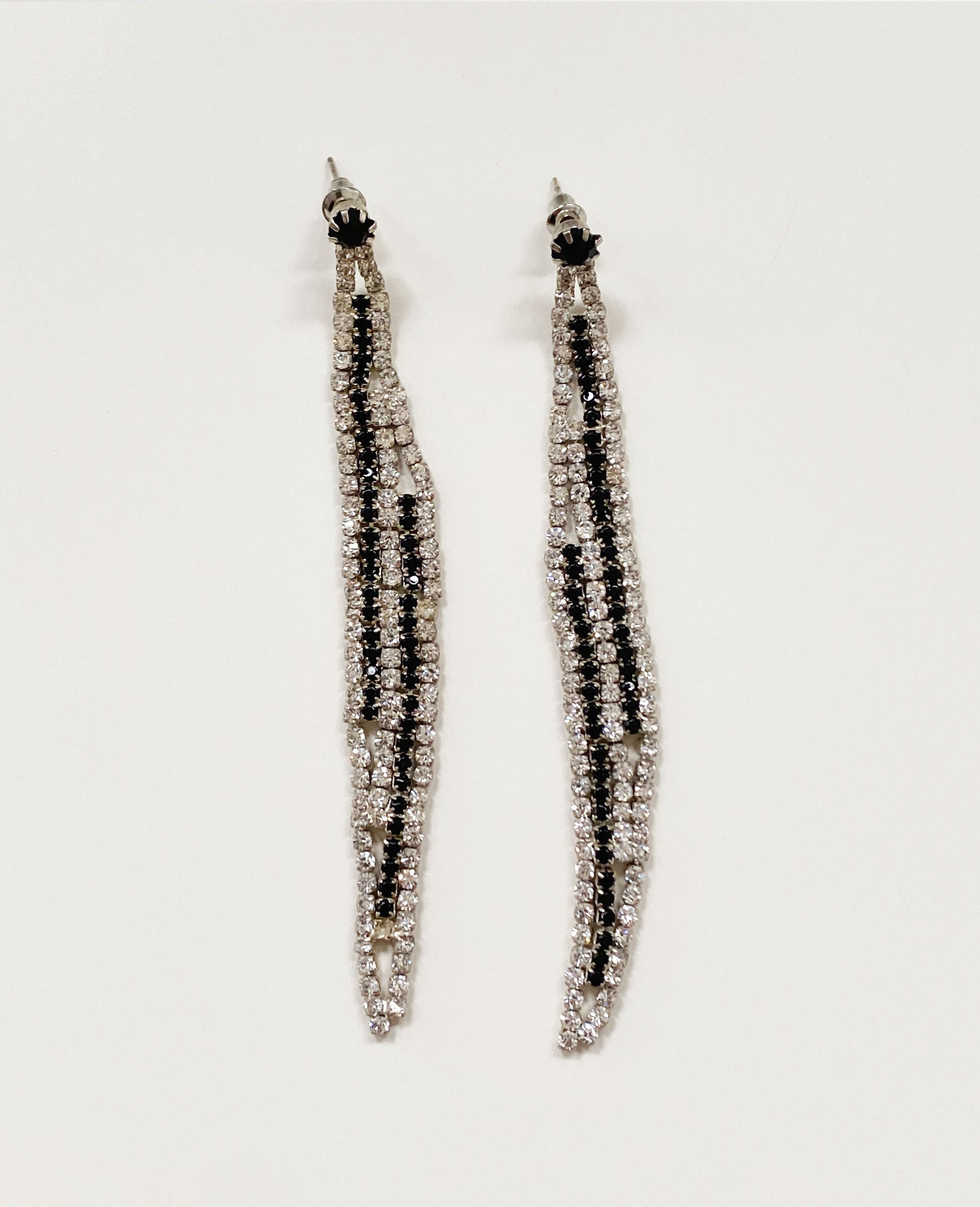 Black and White Crystal Strands Earrings