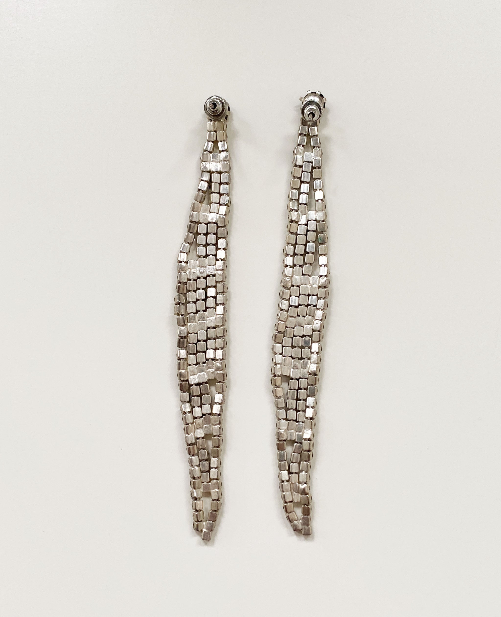 Black and White Crystal Strands Earrings