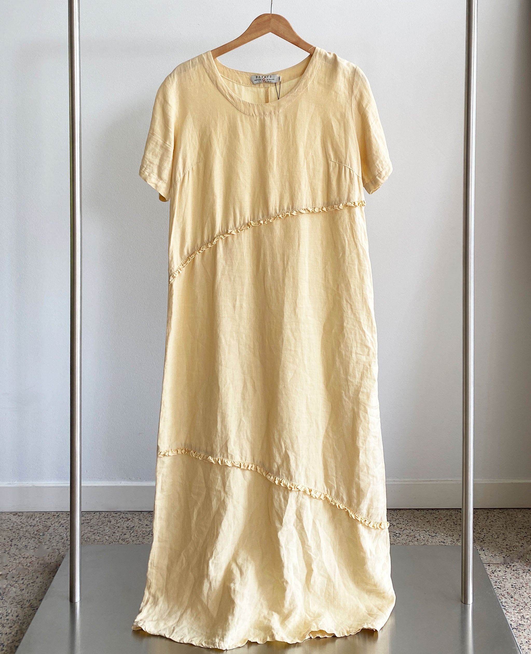 Vintage Buttercream Linen Dress