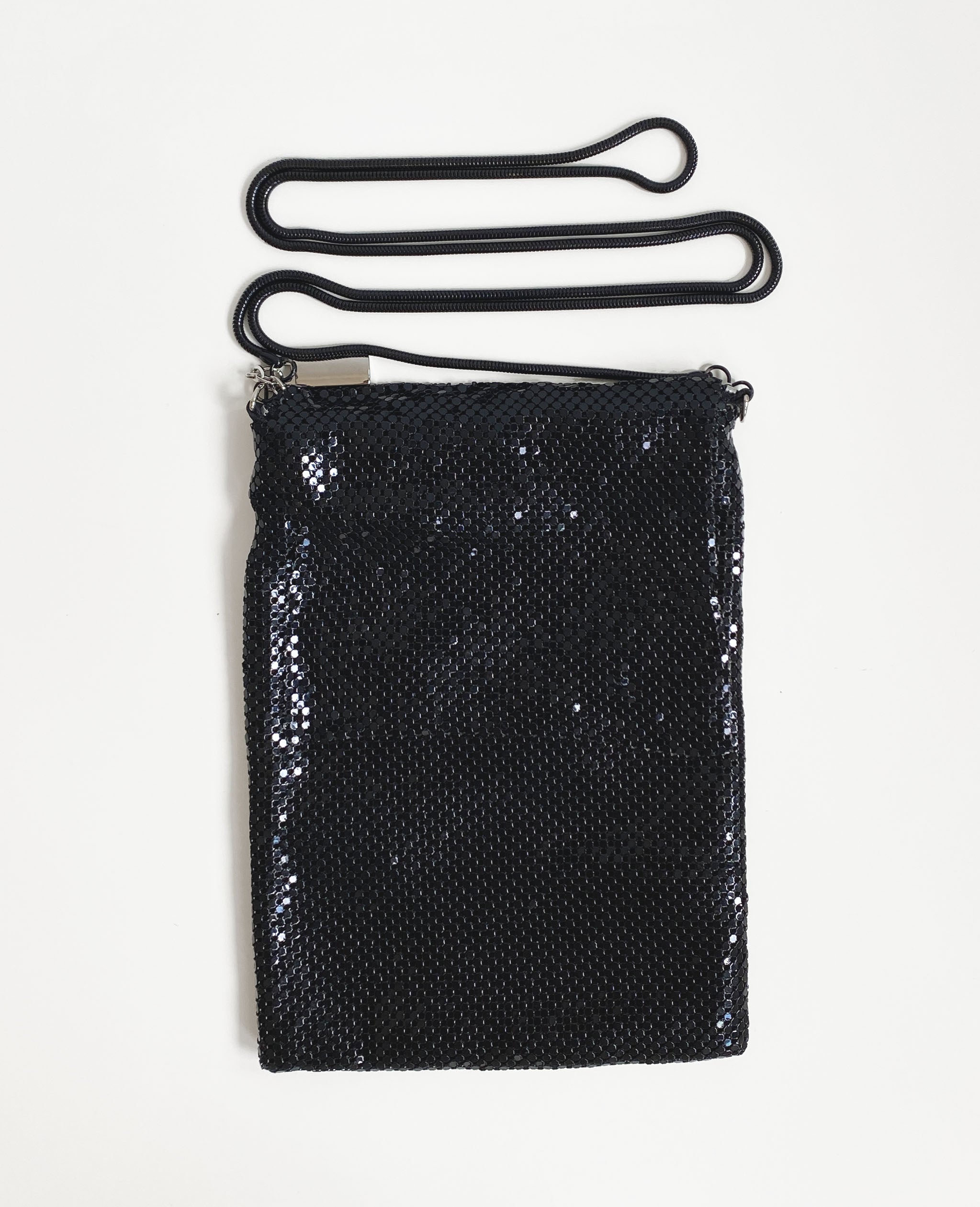 Black Chainmail Flap Crossbody Bag