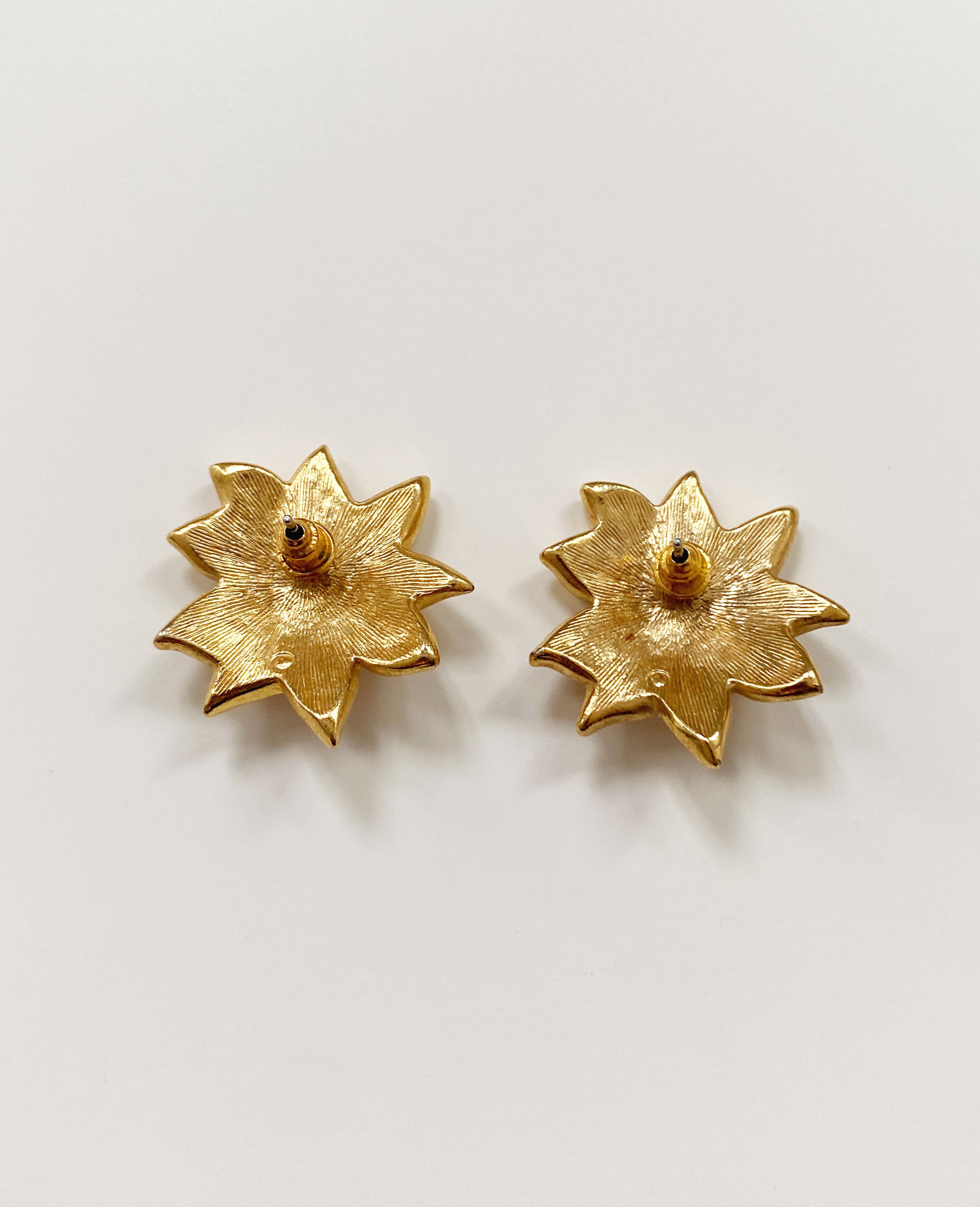 Gold Glitter Flower Earrings