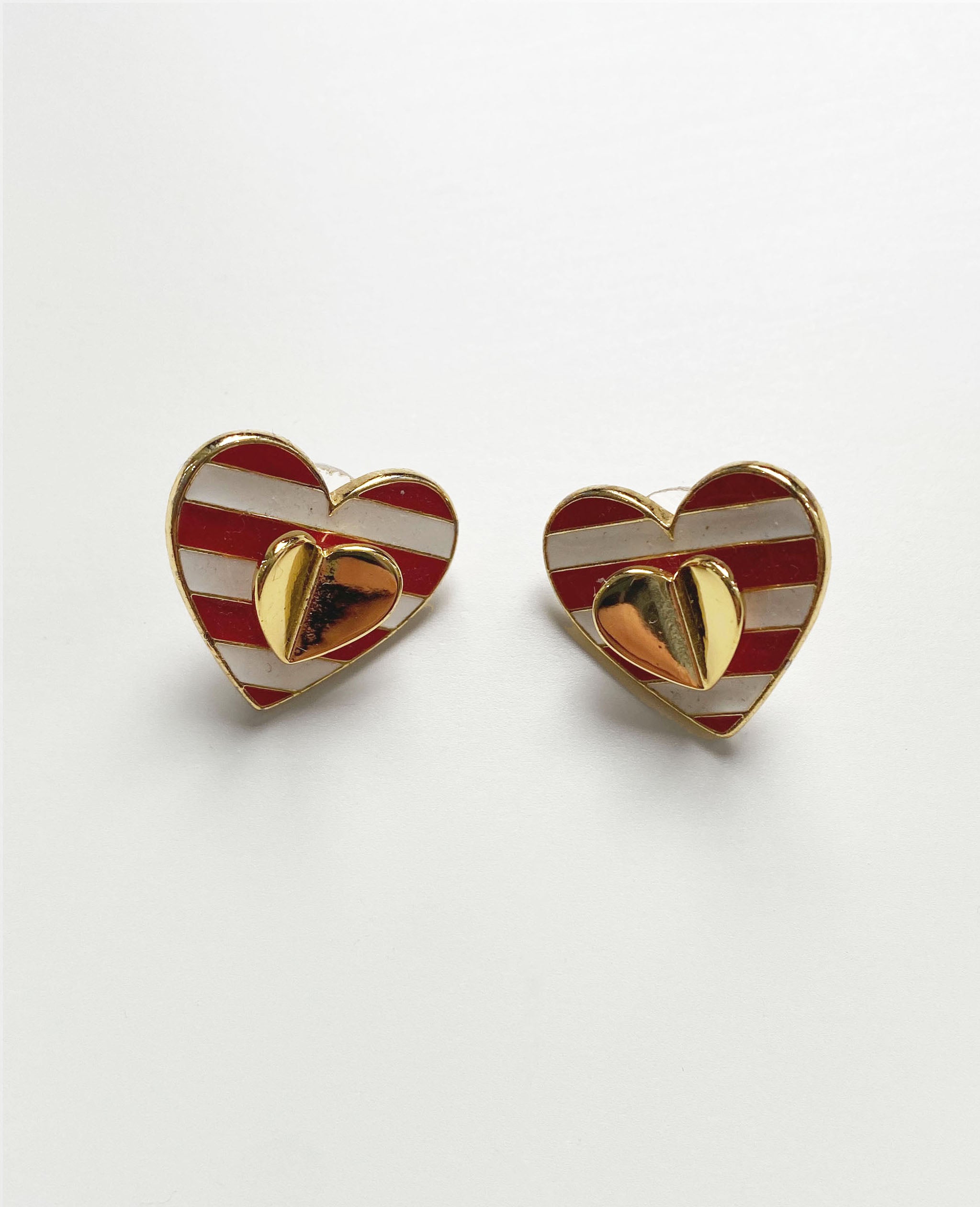 Red Striped Heart Earrings