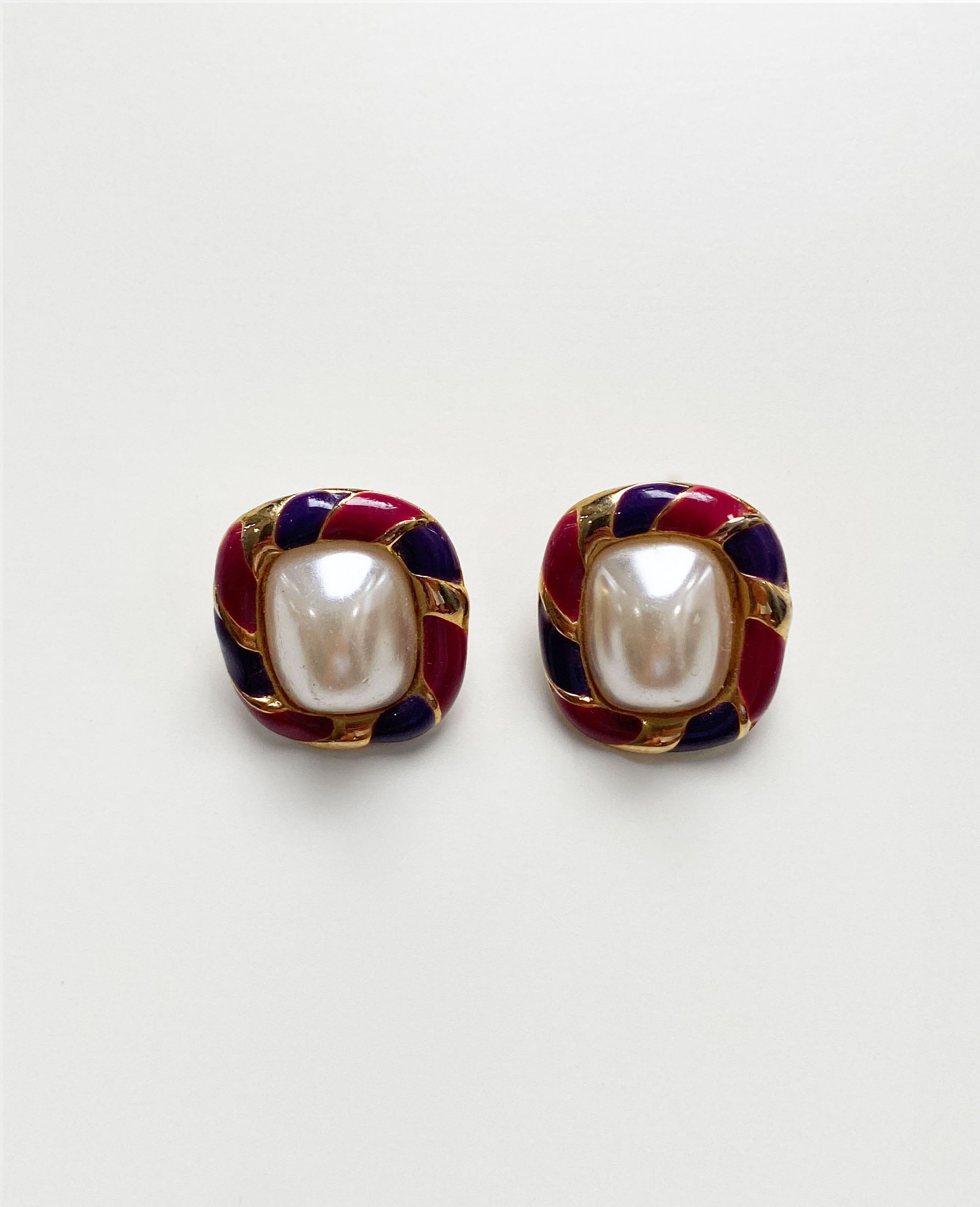 Stripe Earrings with Pearlescent Center