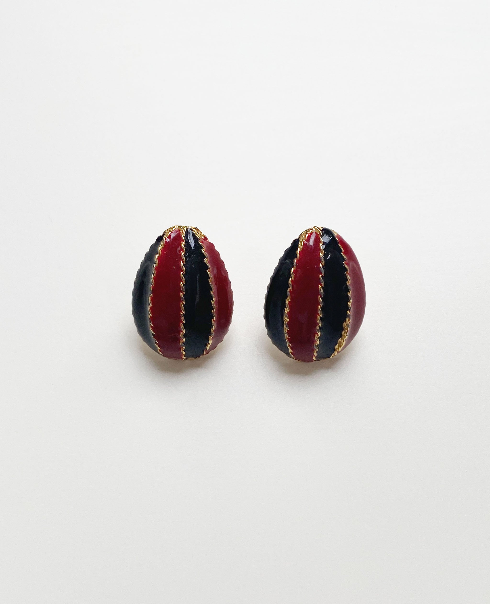Red and Black Enamel Earrings