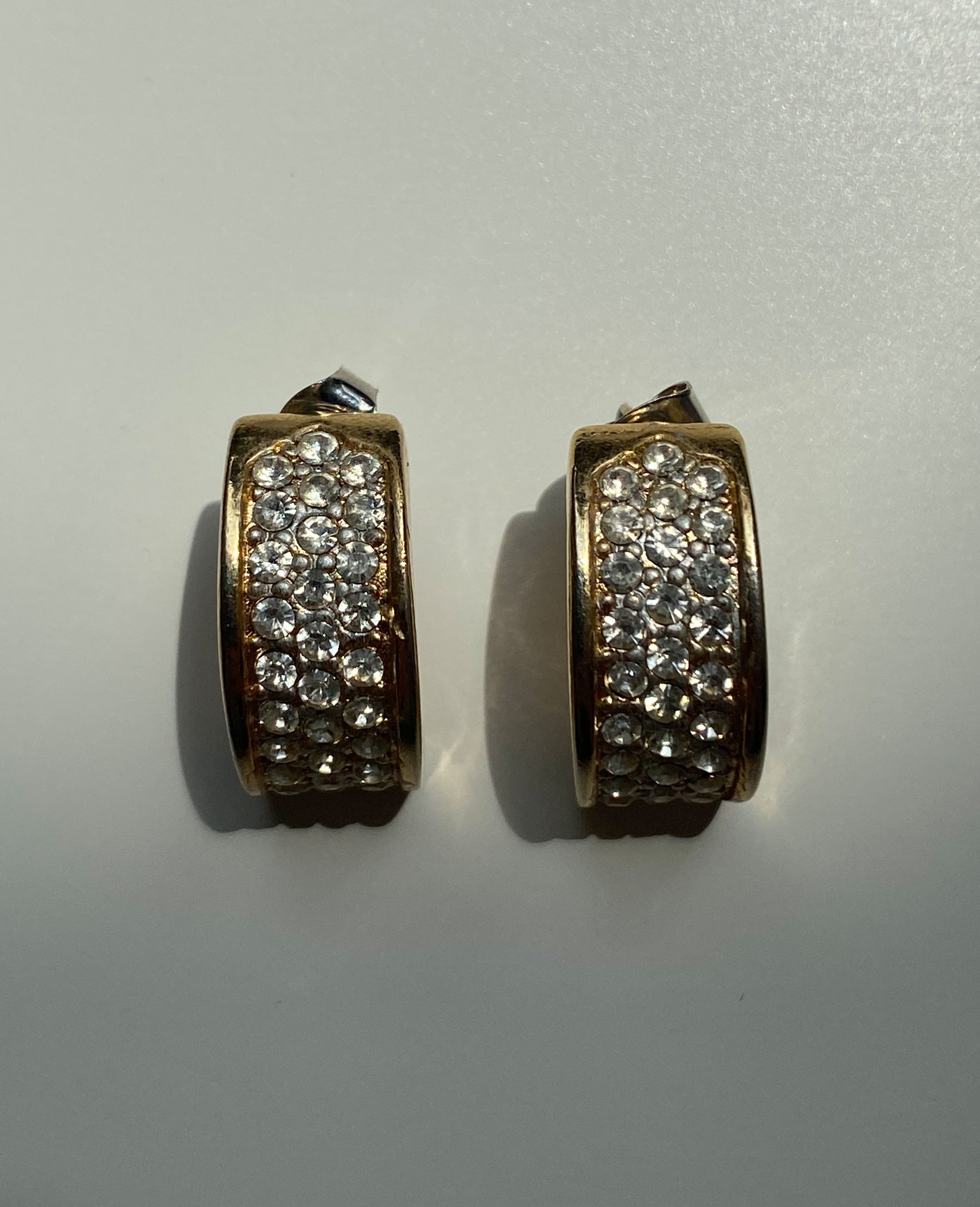 Gold Tone Rhinestone Cuff Earrings
