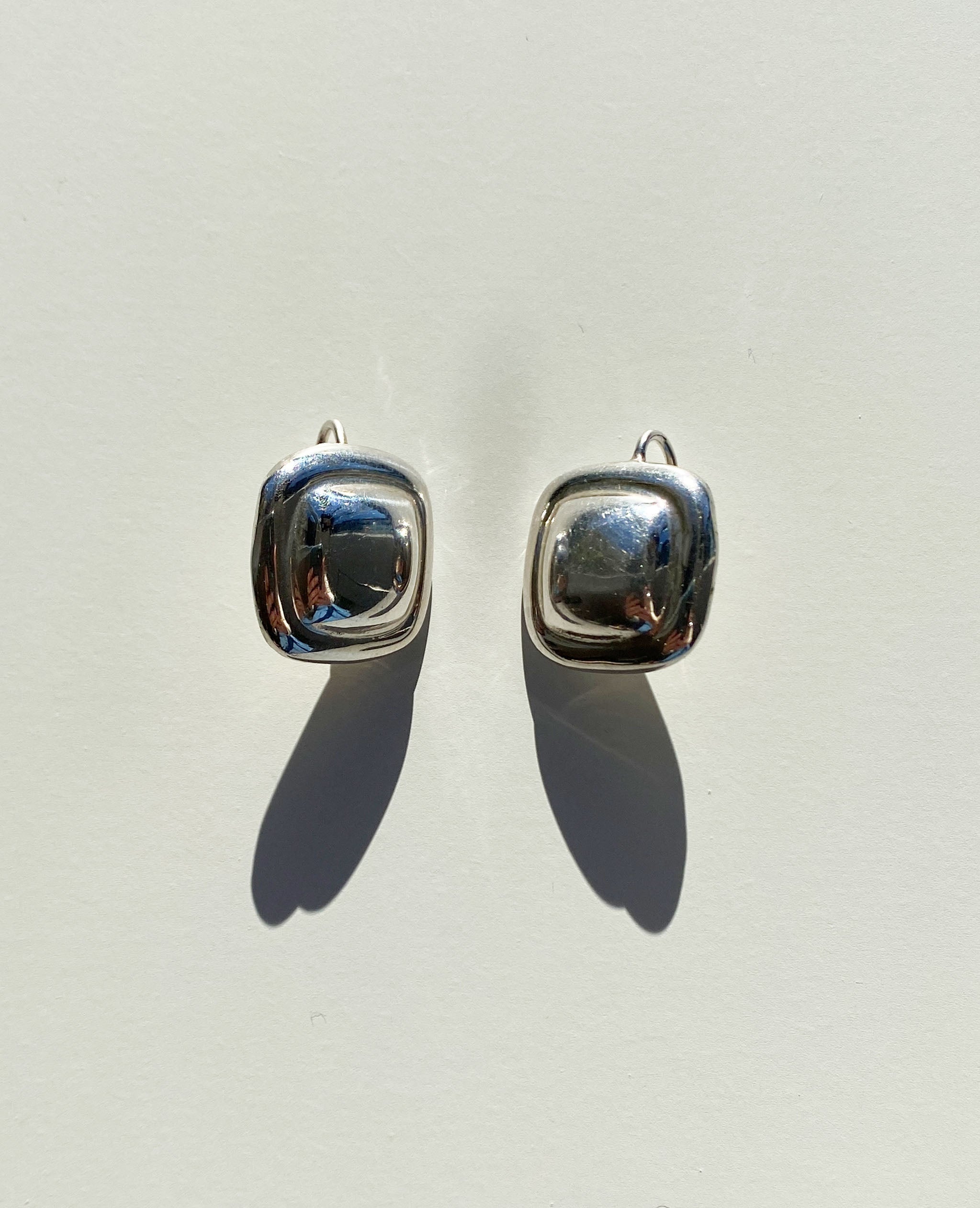 Silver Rounded Square Earrings