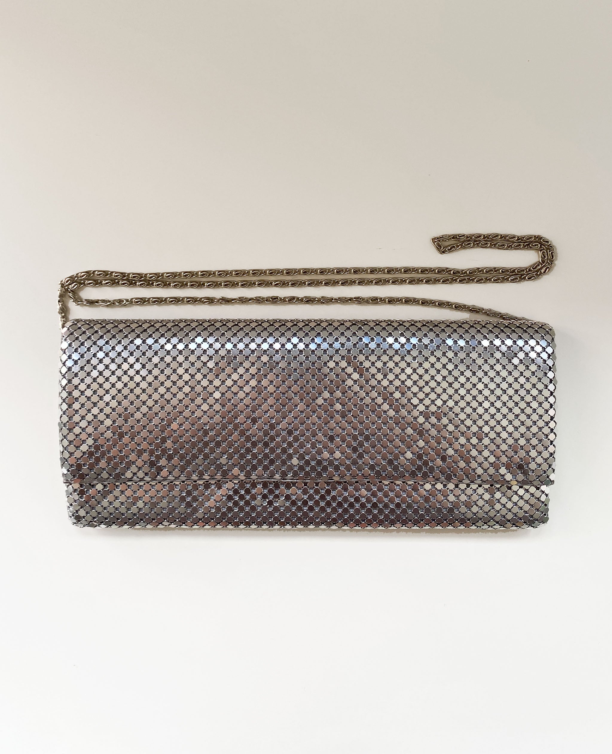 Silver Chainmail Clutch With Chain Strap