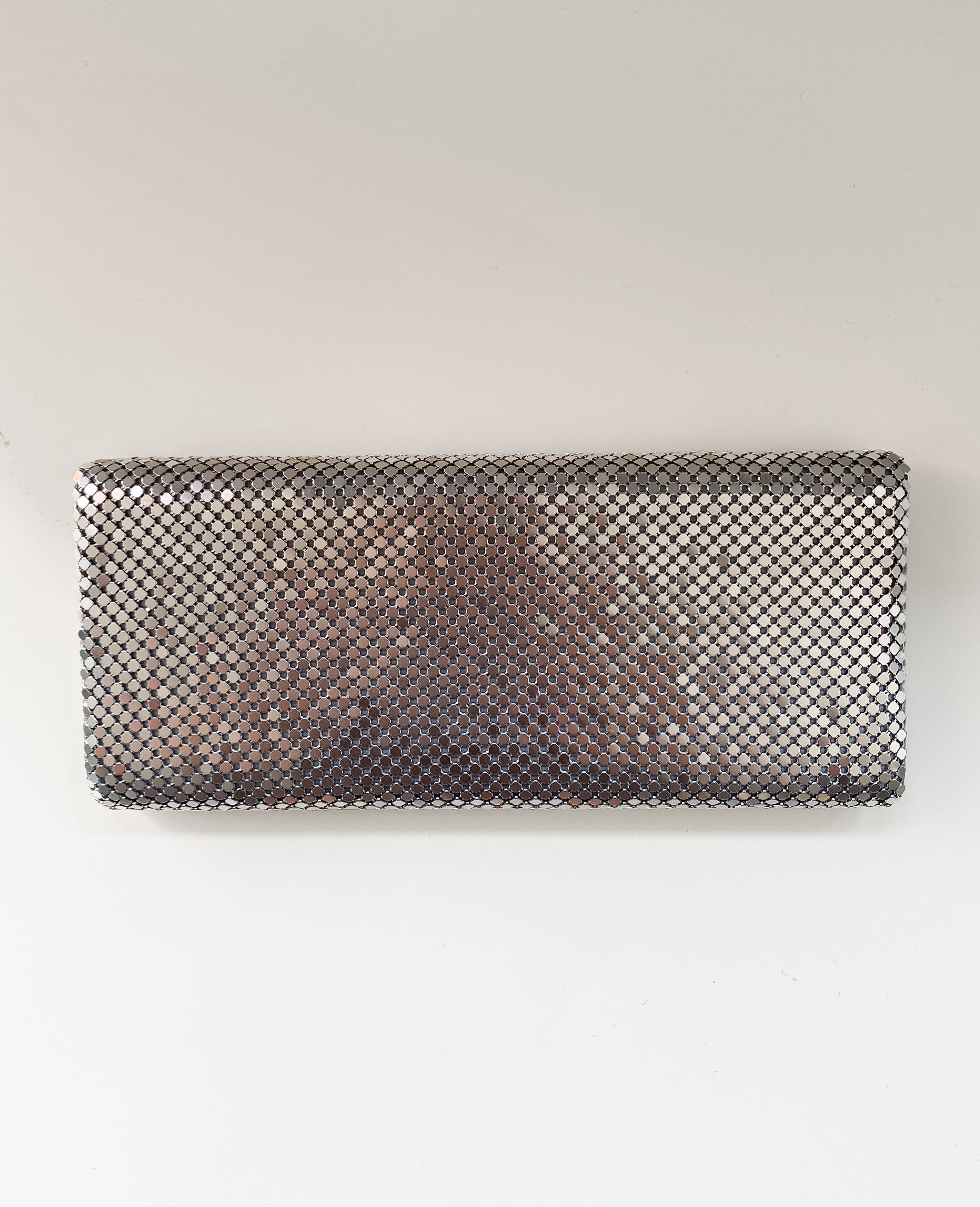 Silver Chainmail Clutch With Chain Strap