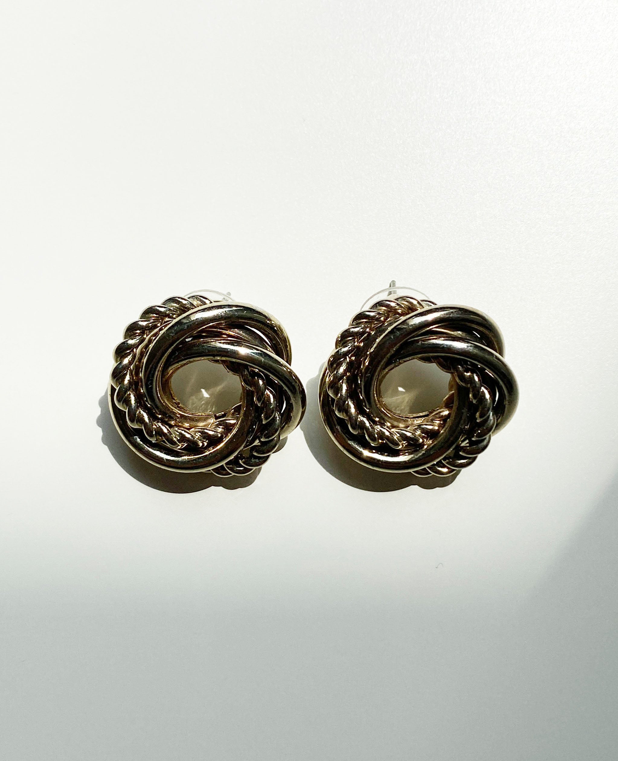 Silver Tone Braided Swirl Earrings