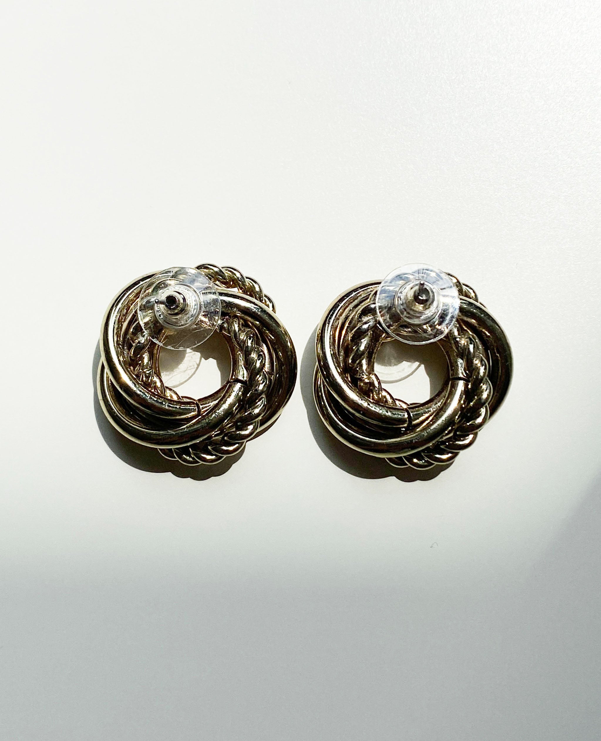 Silver Tone Braided Swirl Earrings