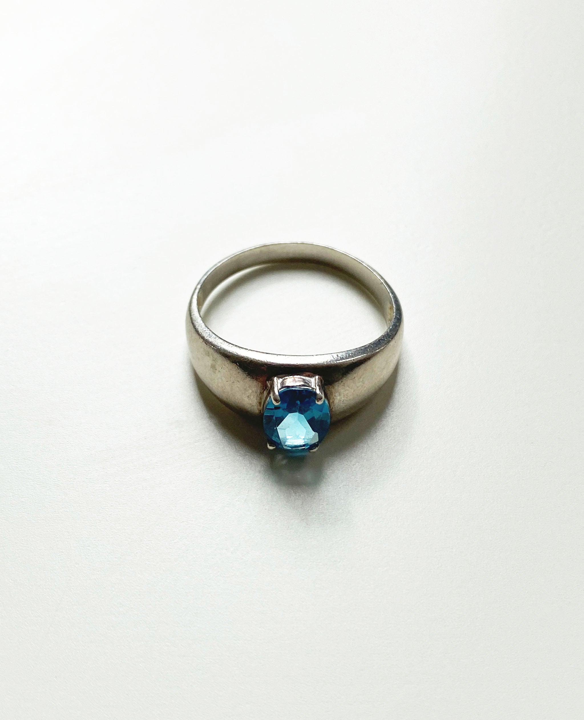 Silver Ring with Blue Oval Stone