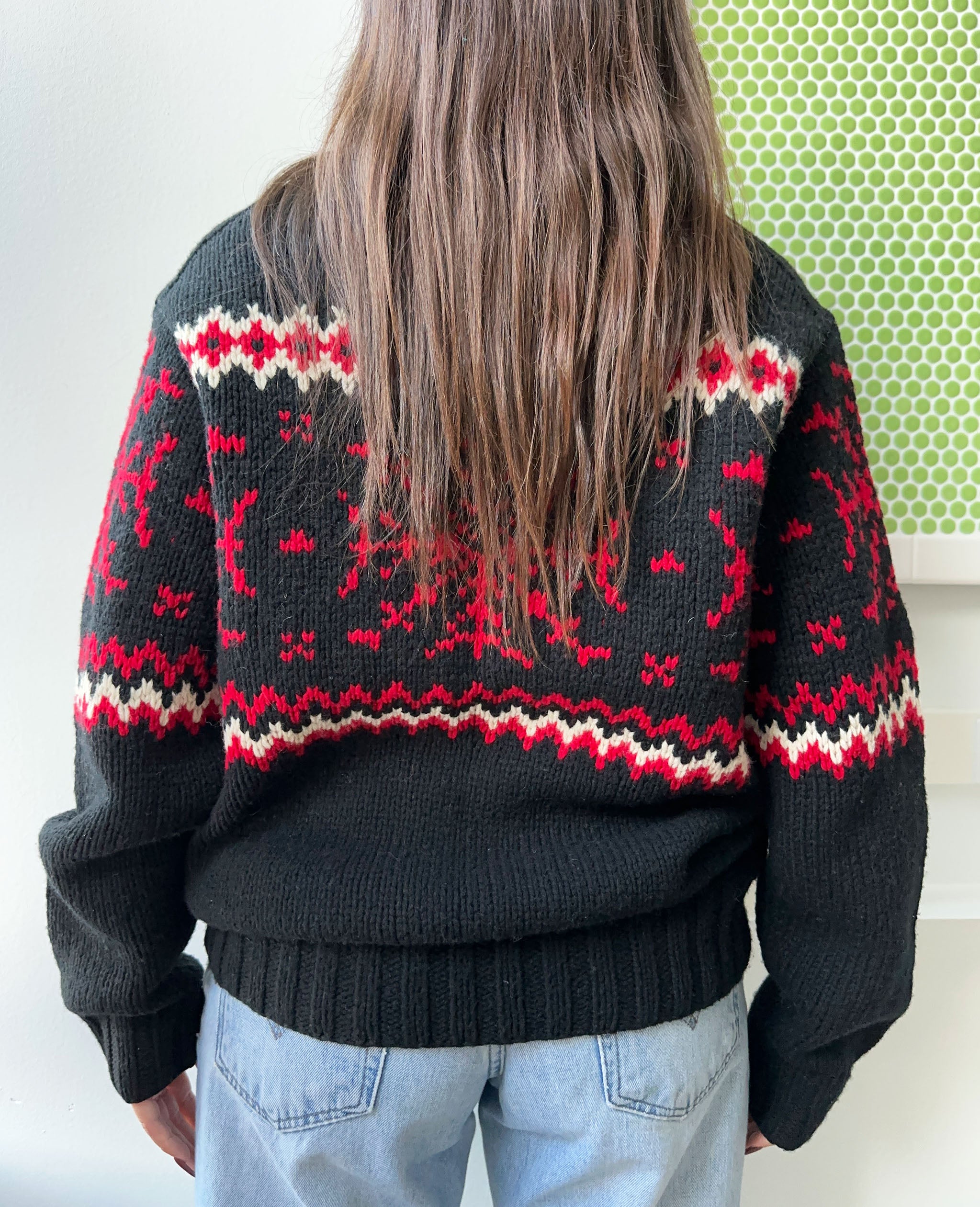Black and Red Snowflake Sweater