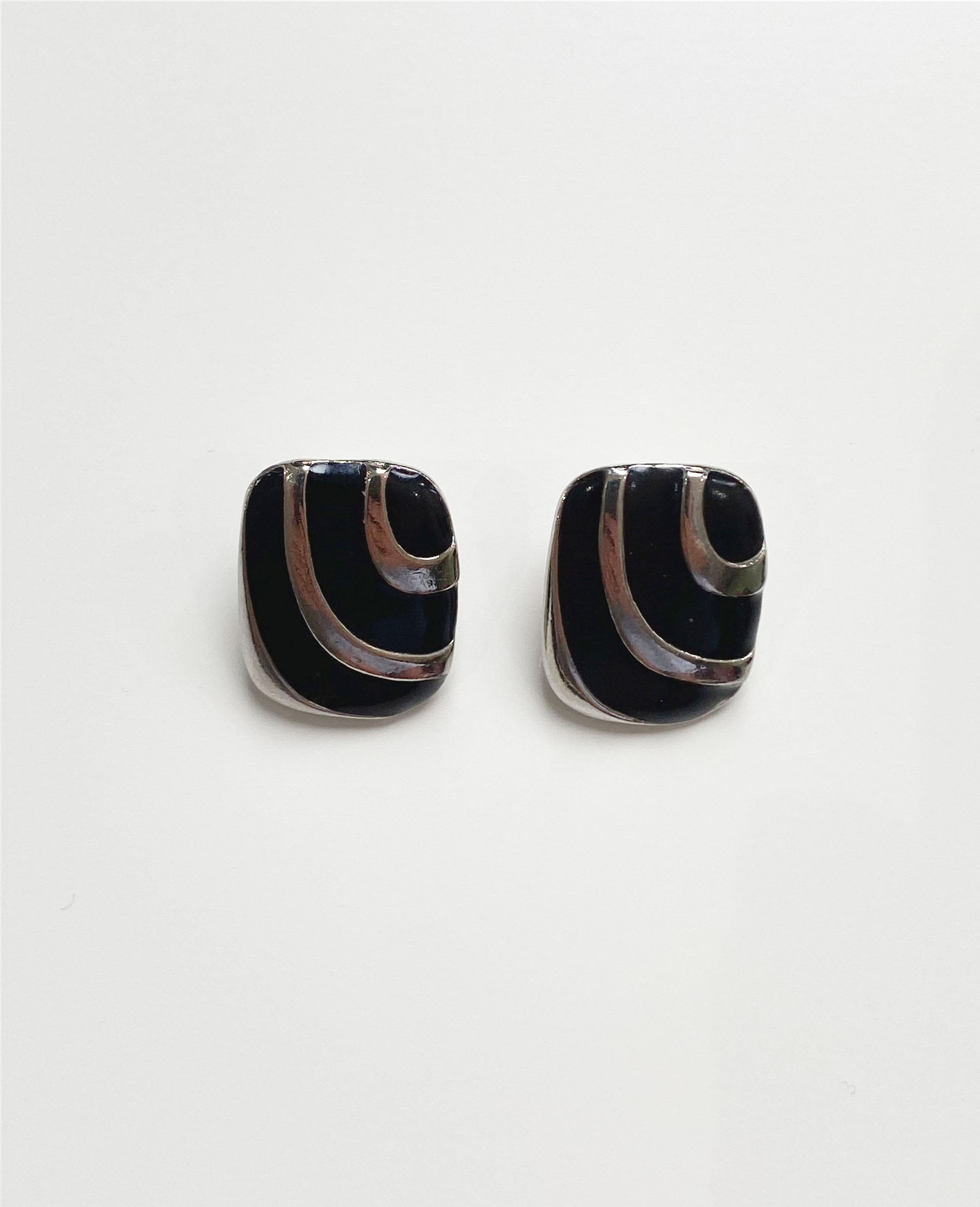 Black and Silver Whirl Earrings