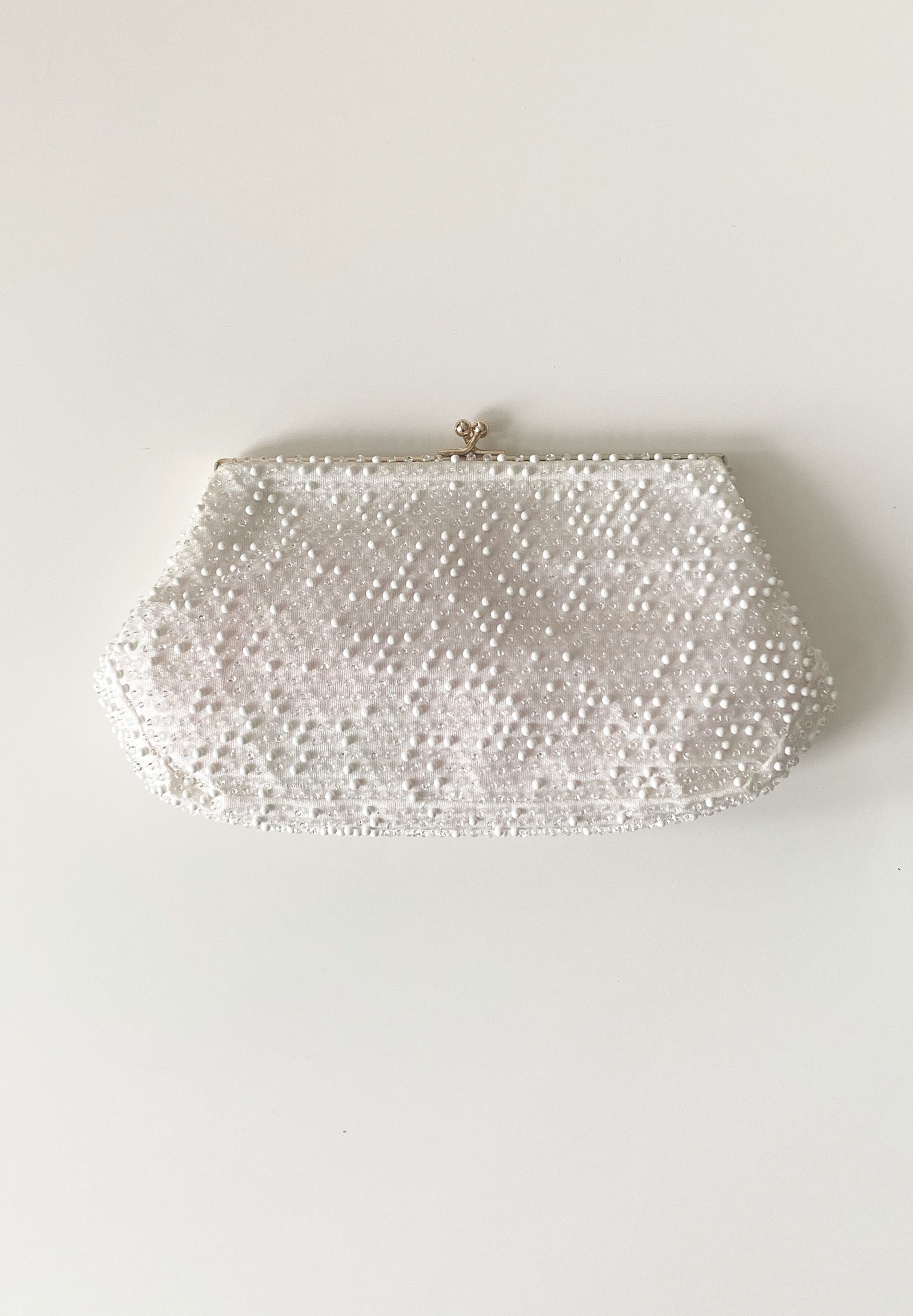 White Crystal Beaded Clutch