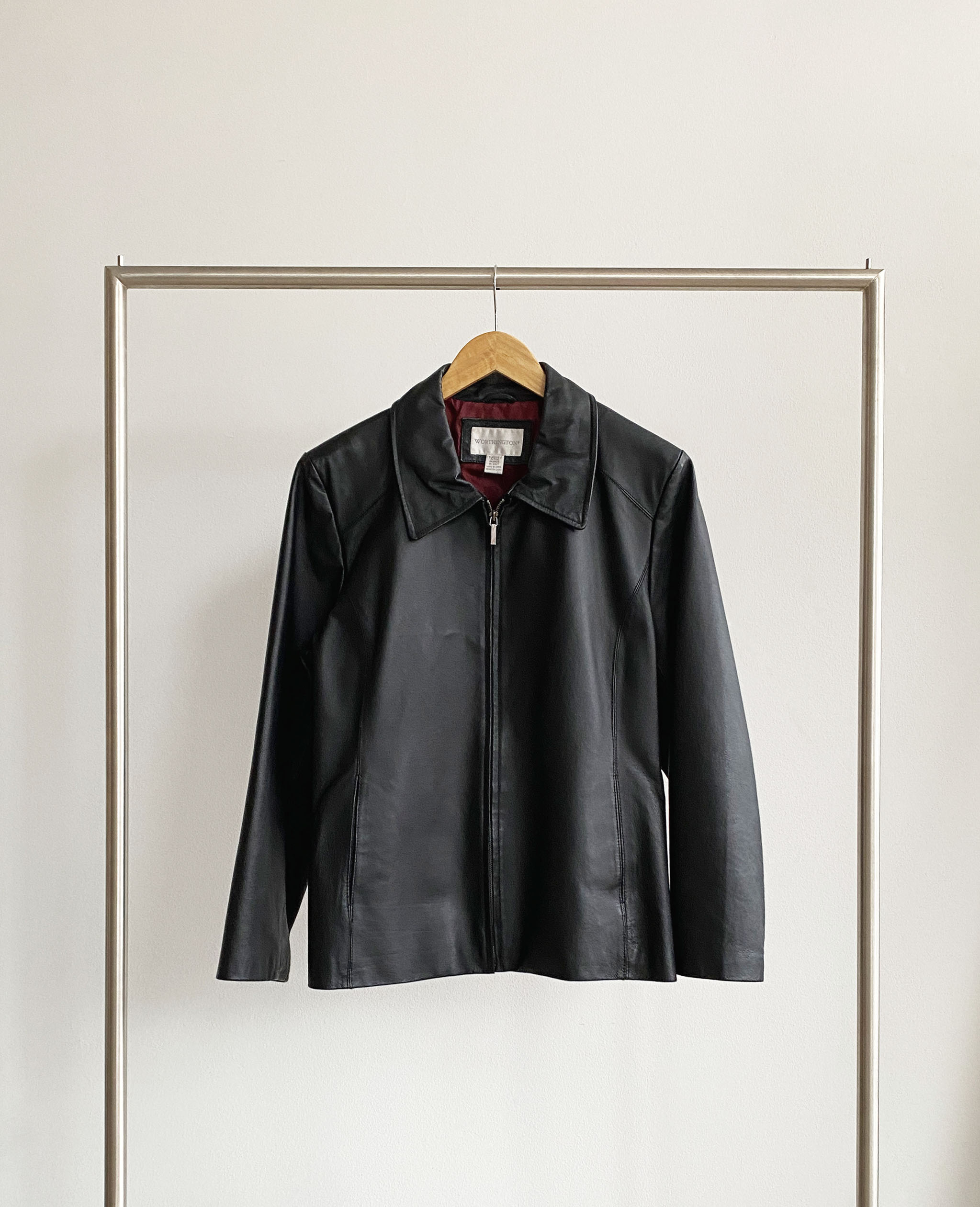 Black Leather Zip Up Jacket
