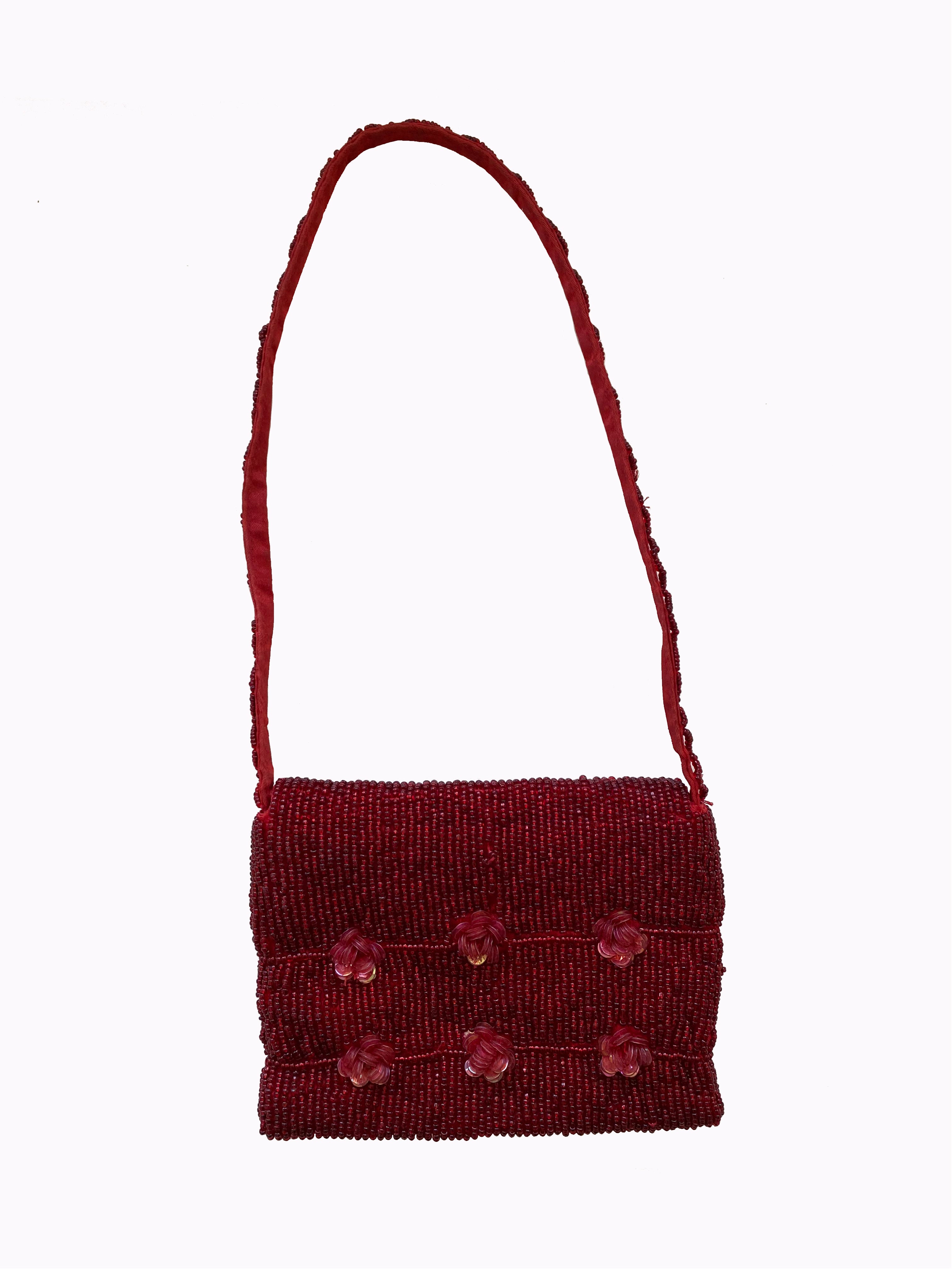 Red Beaded Flower Bag