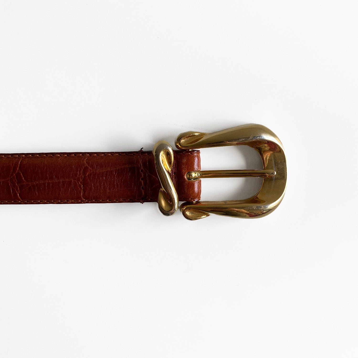 Brown Leather Embossed Belt