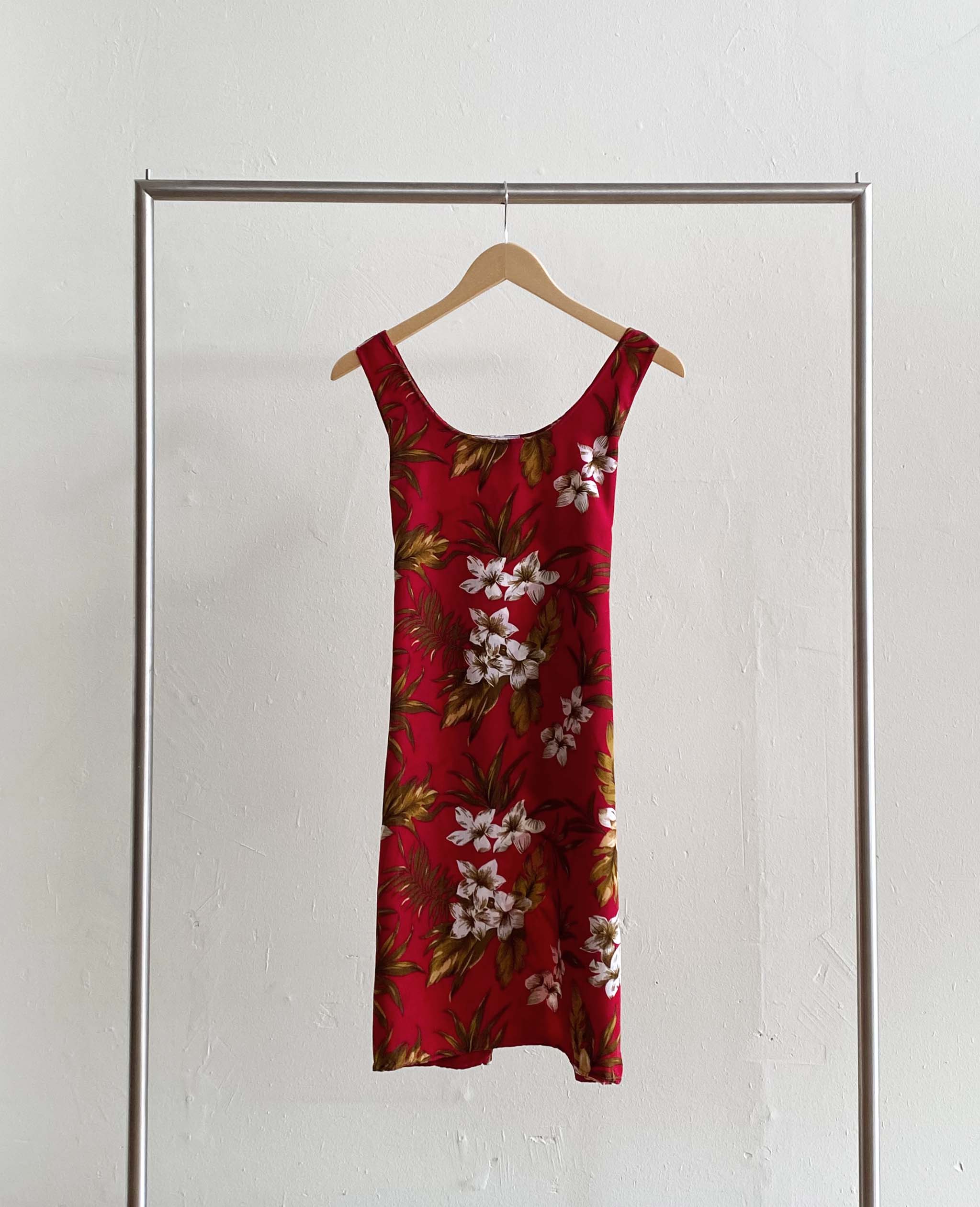 Vintage Red Floral Print Dress
