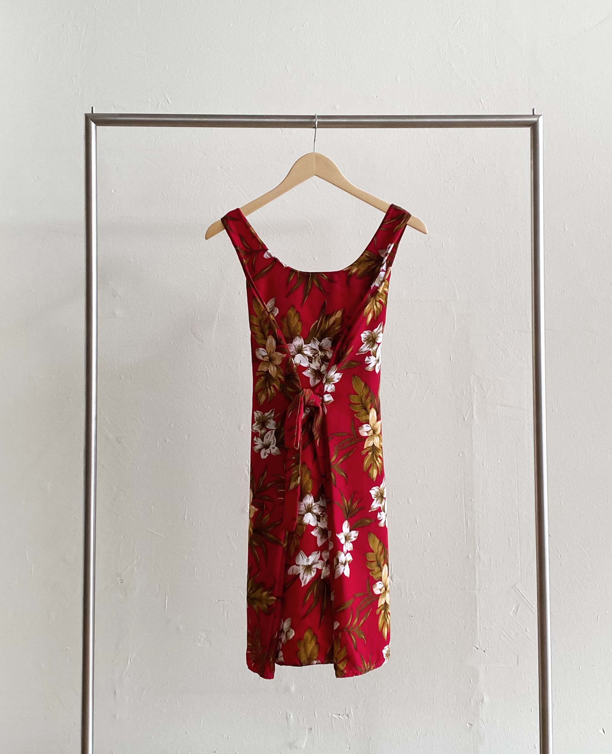 Vintage Red Floral Print Dress