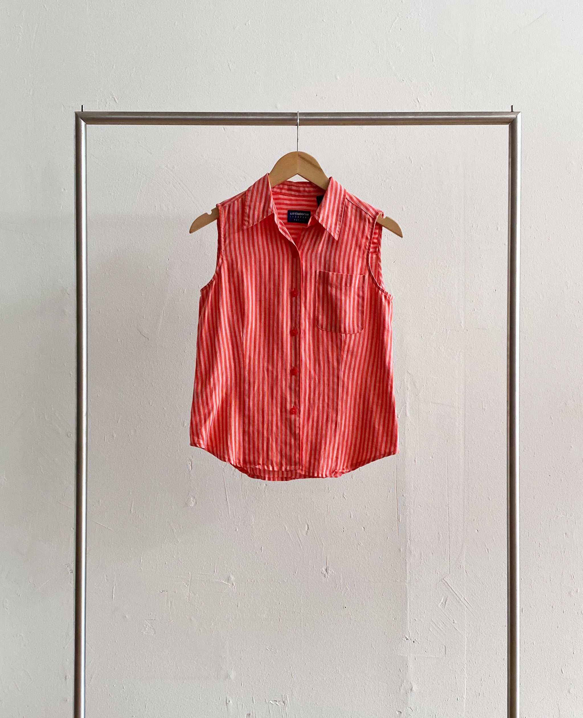 Red Striped Linen Top