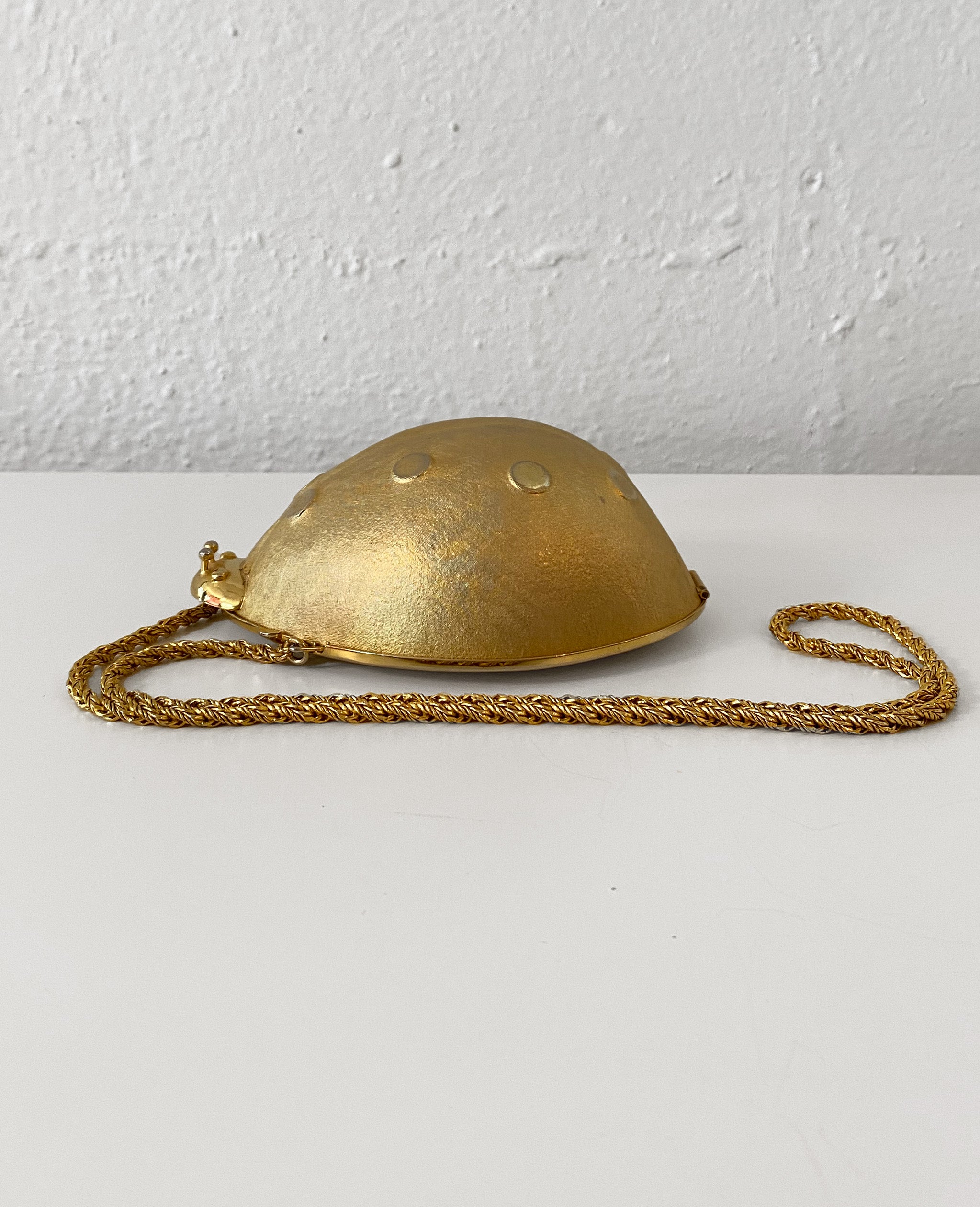 70s Gold Tone Metal Ladybug Bag