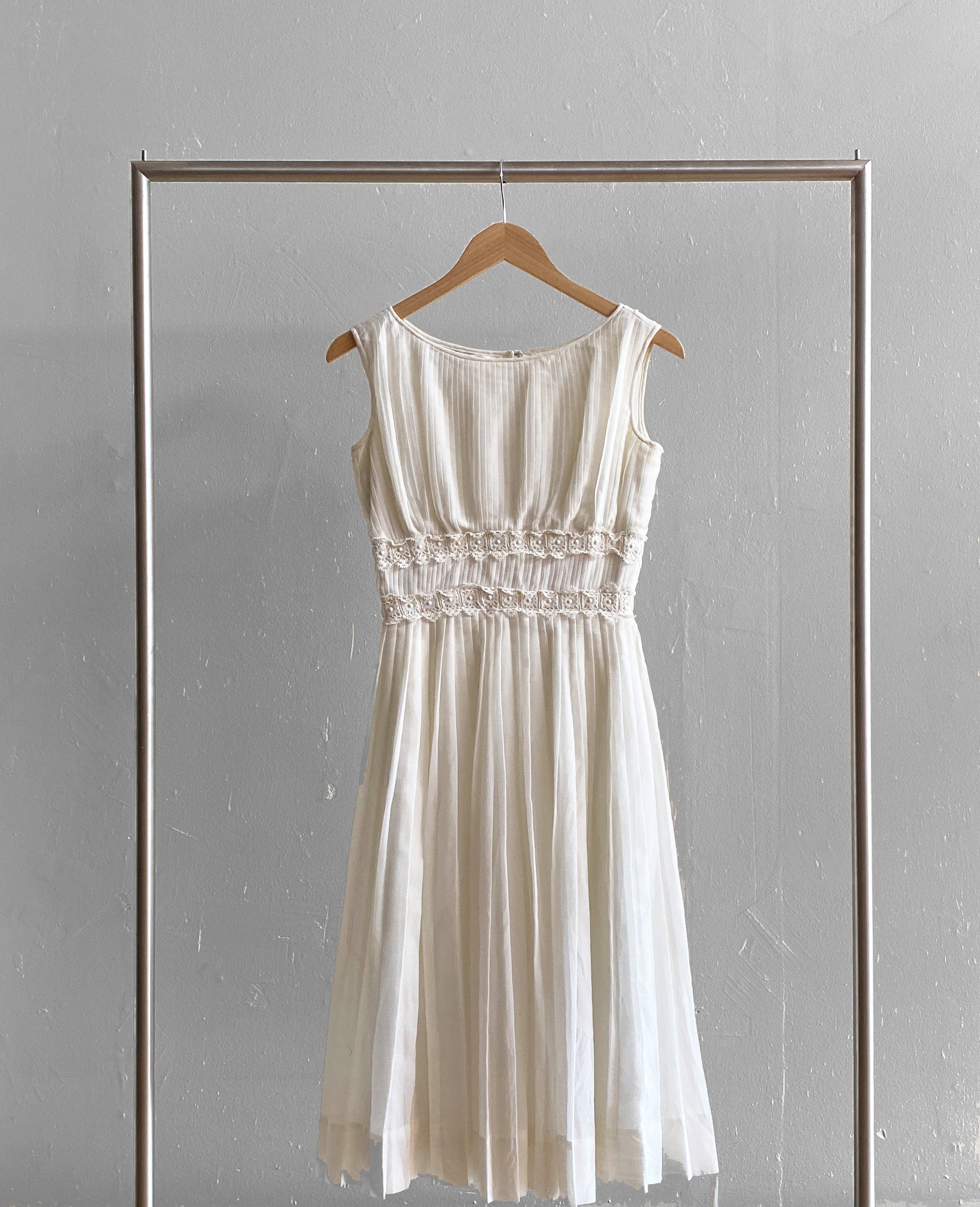 Vintage White Pleated Dress