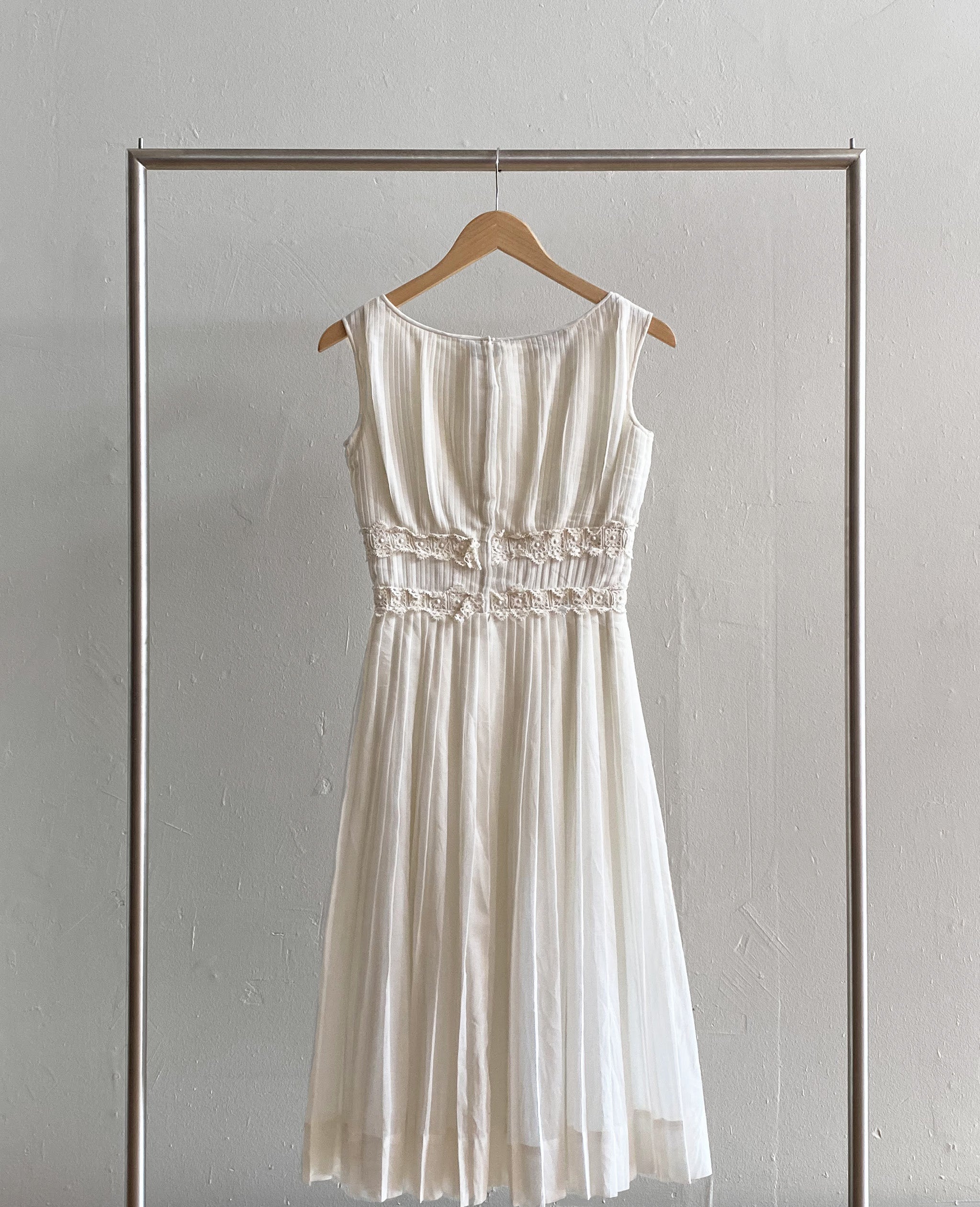 Vintage White Pleated Dress