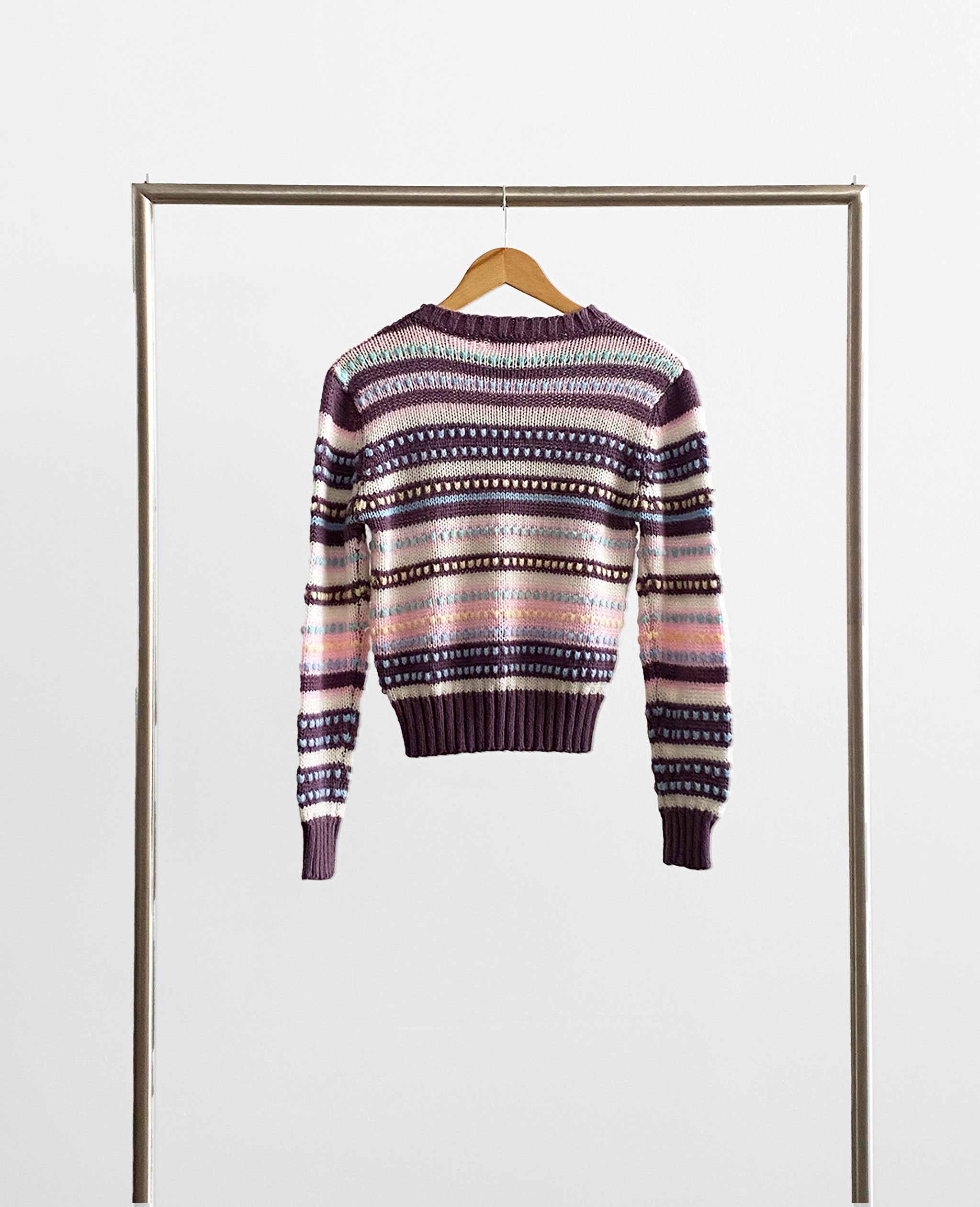 Purple and Multicolor Pastel Patterned Sweater