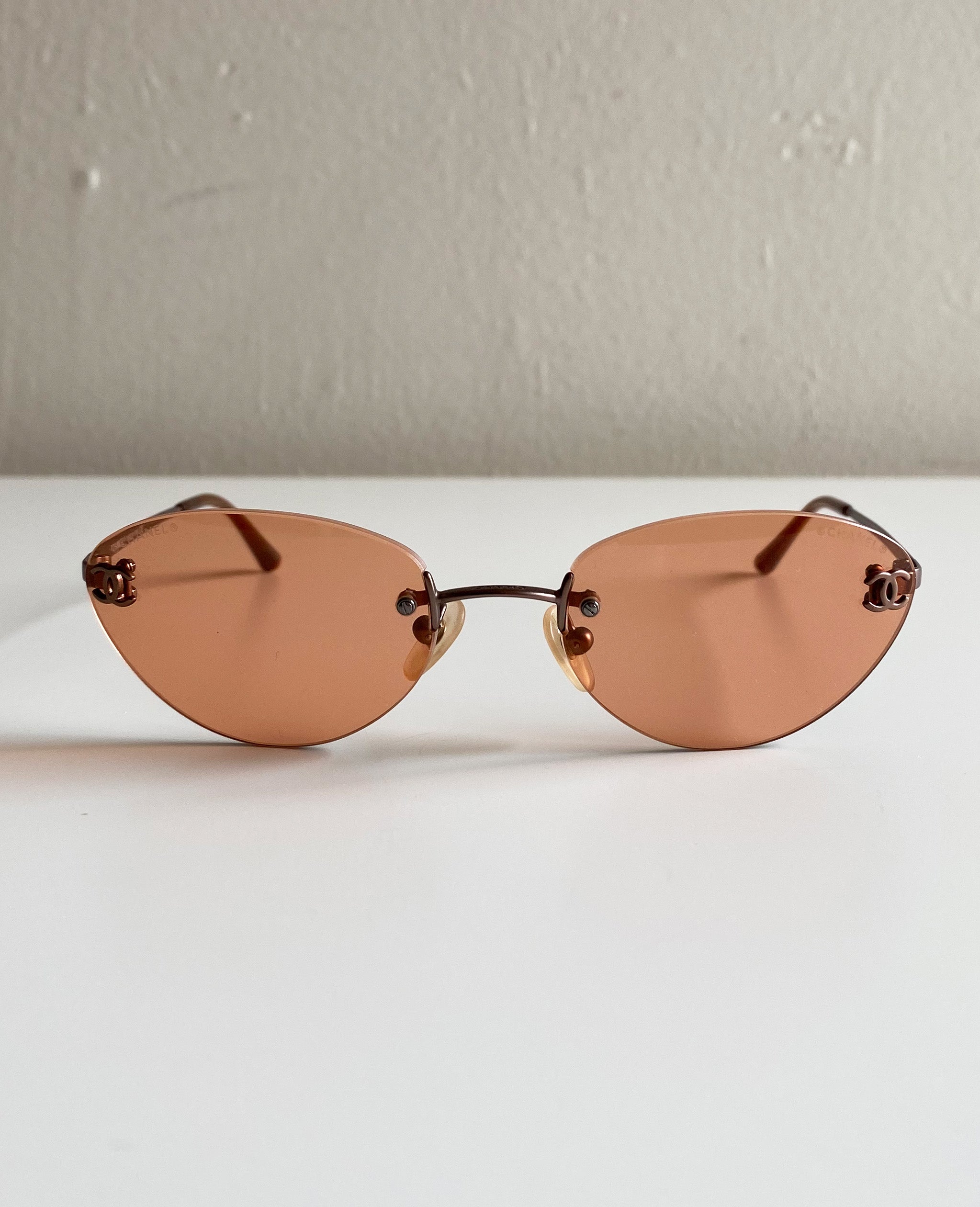 Peach Tinted Brushed Metal Sunglasses