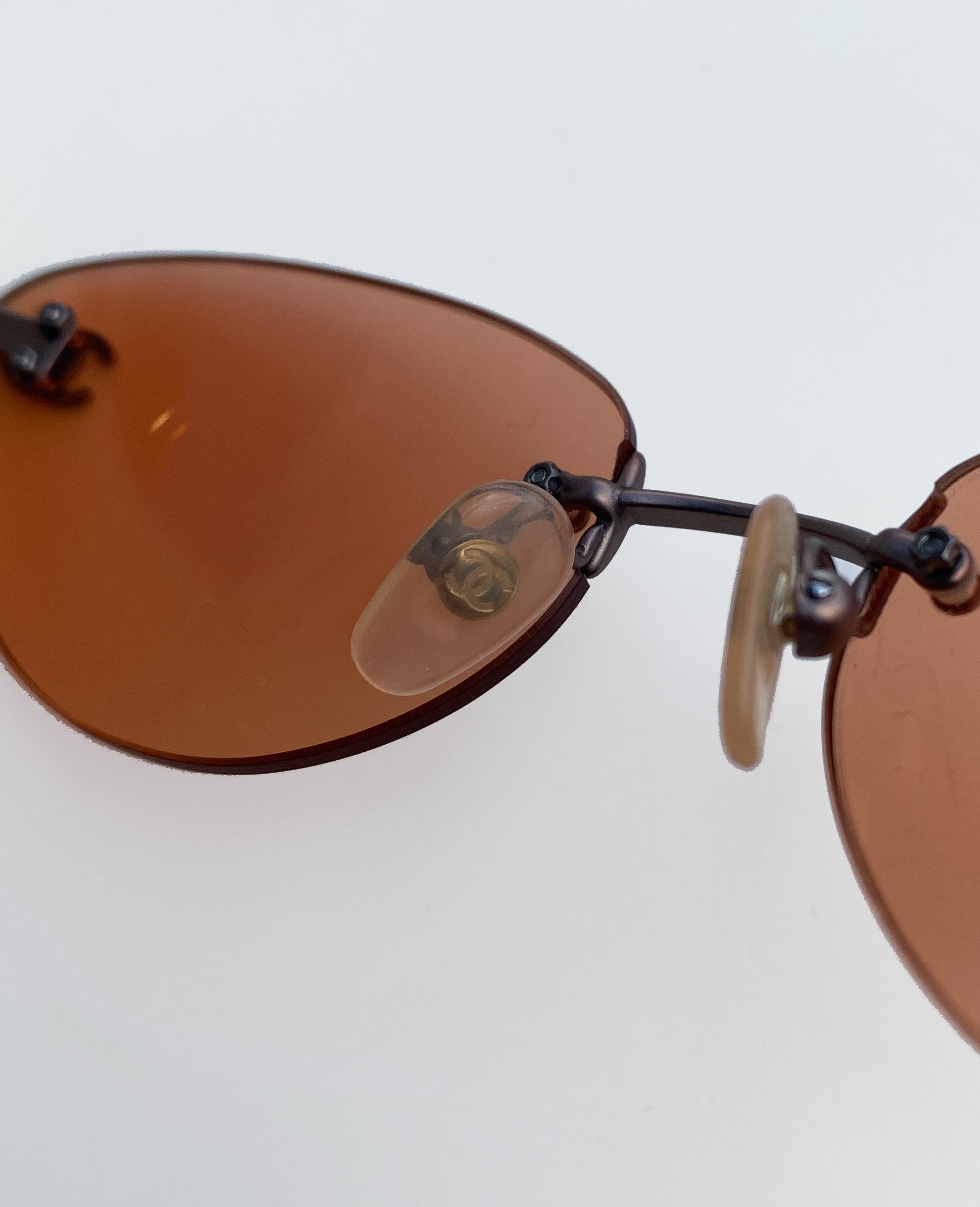 Peach Tinted Brushed Metal Sunglasses
