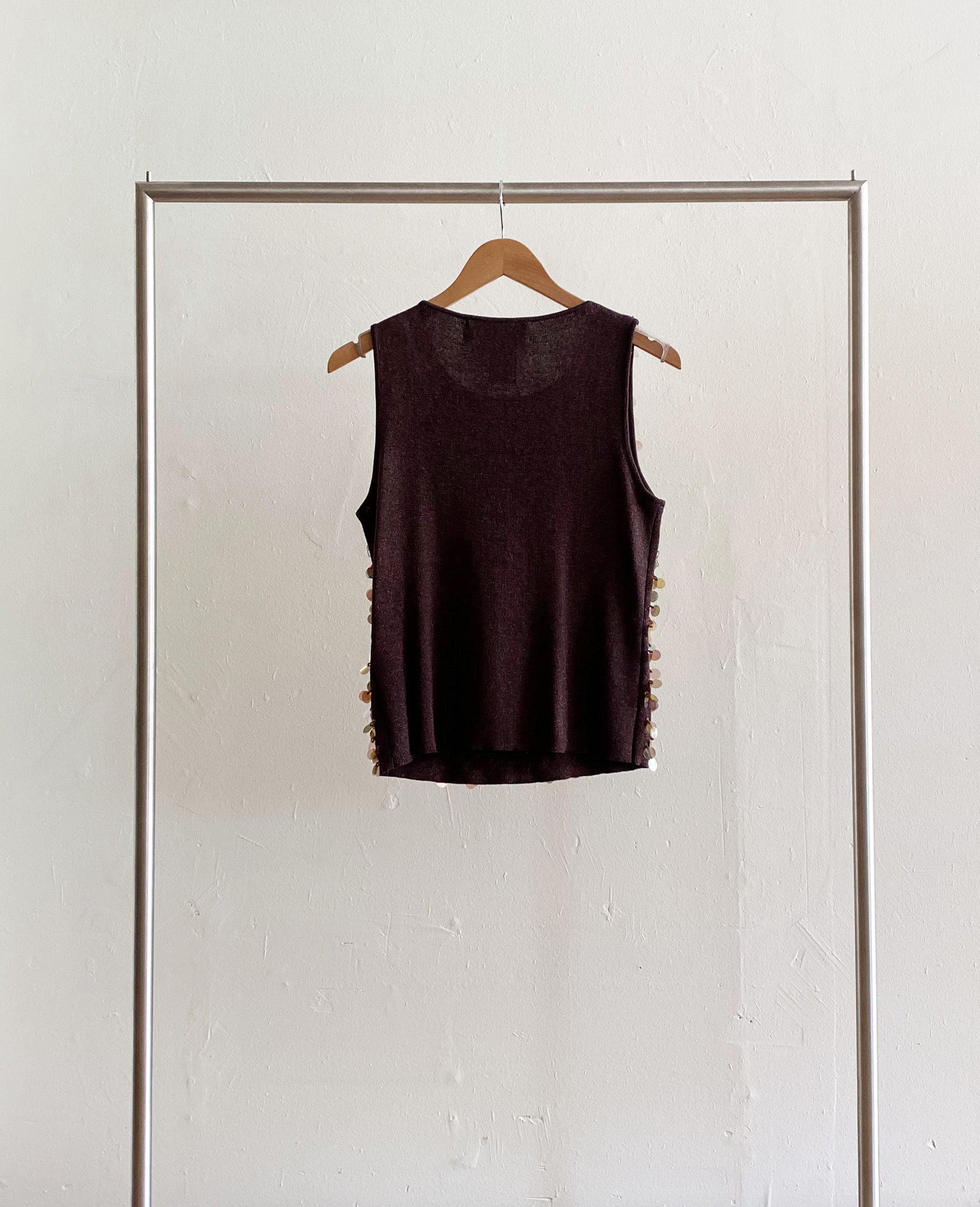Sequin Brown Knit Tank