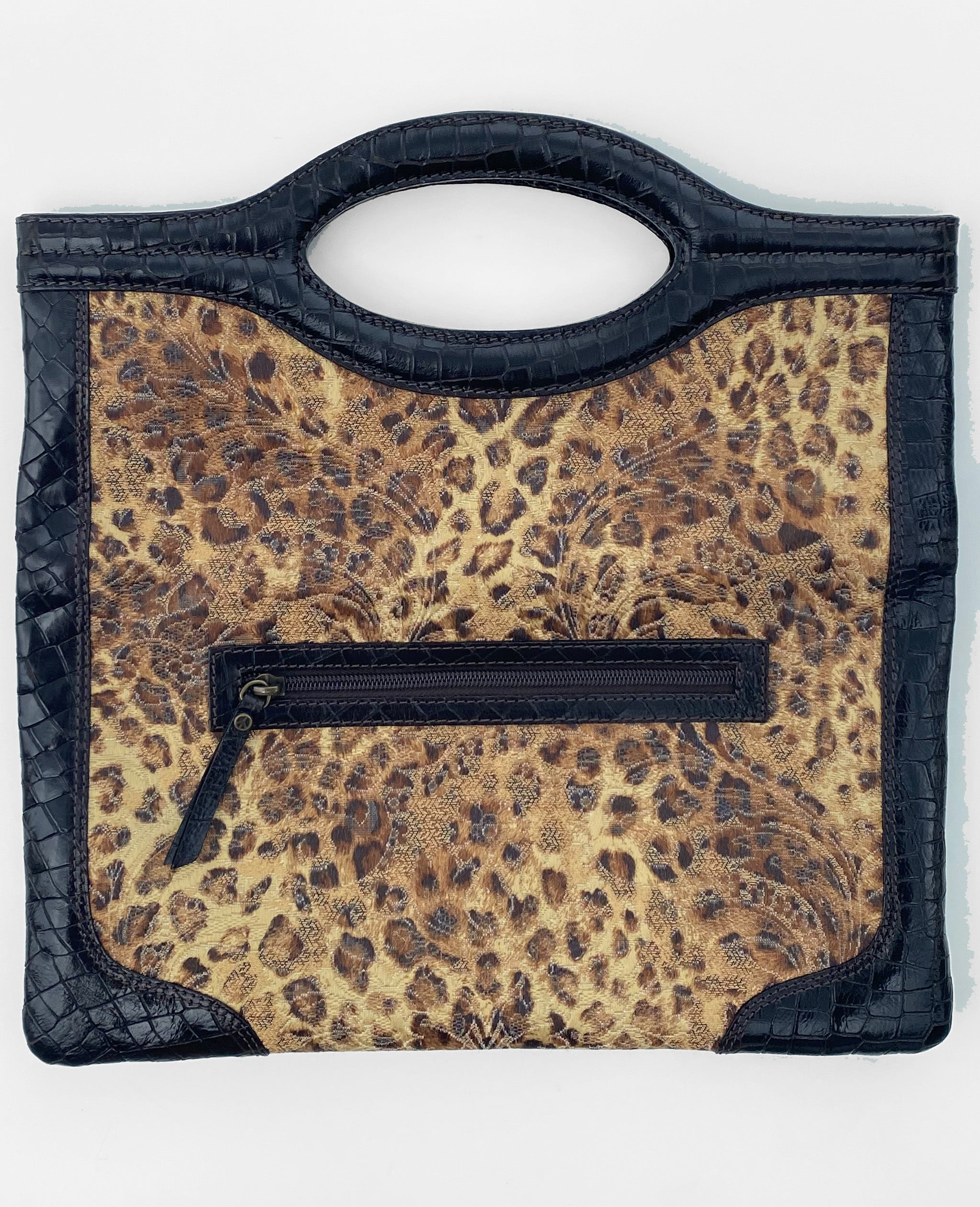 Cheetah Floral Print Fold Over Clutch Bag