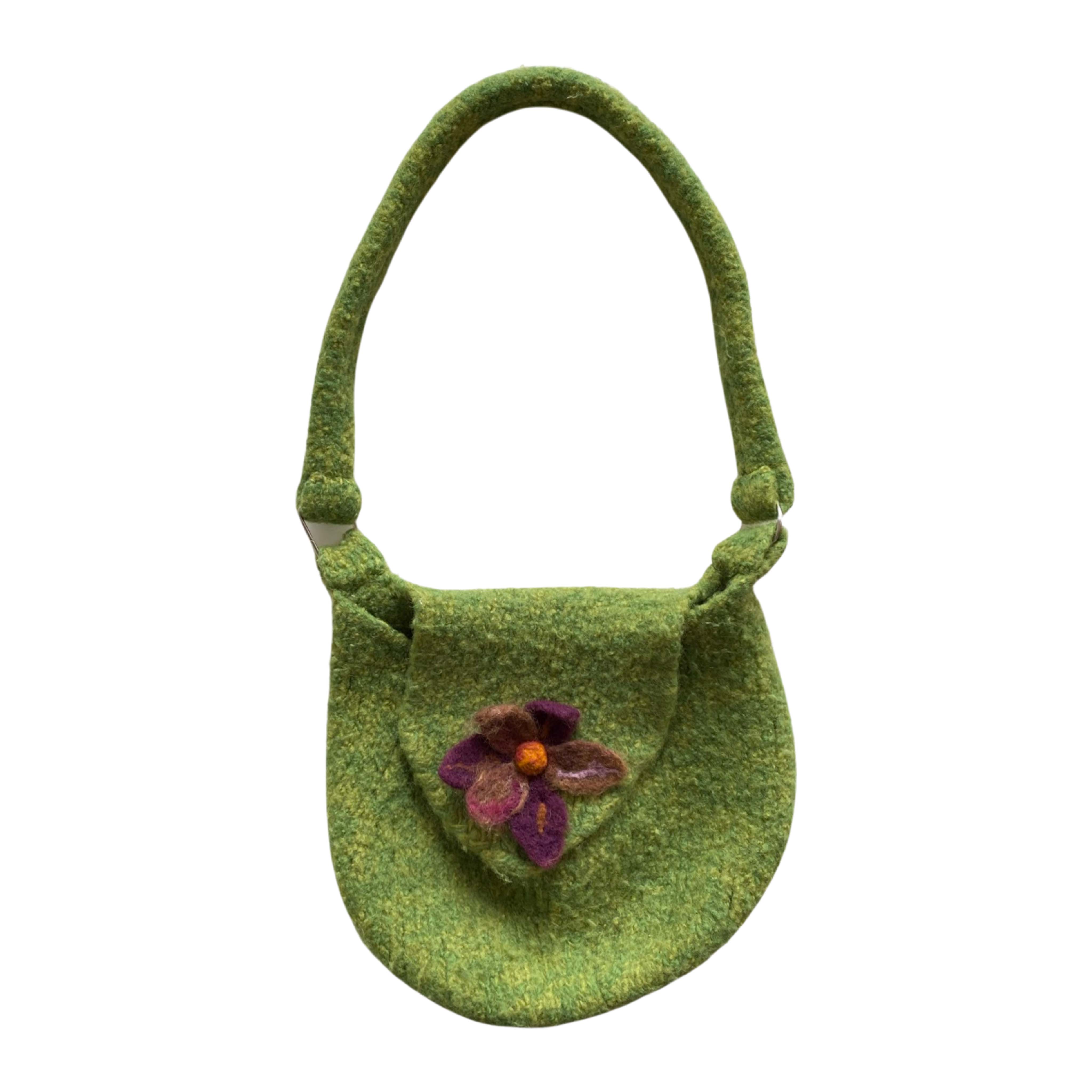 Green Flower Satchel Bag