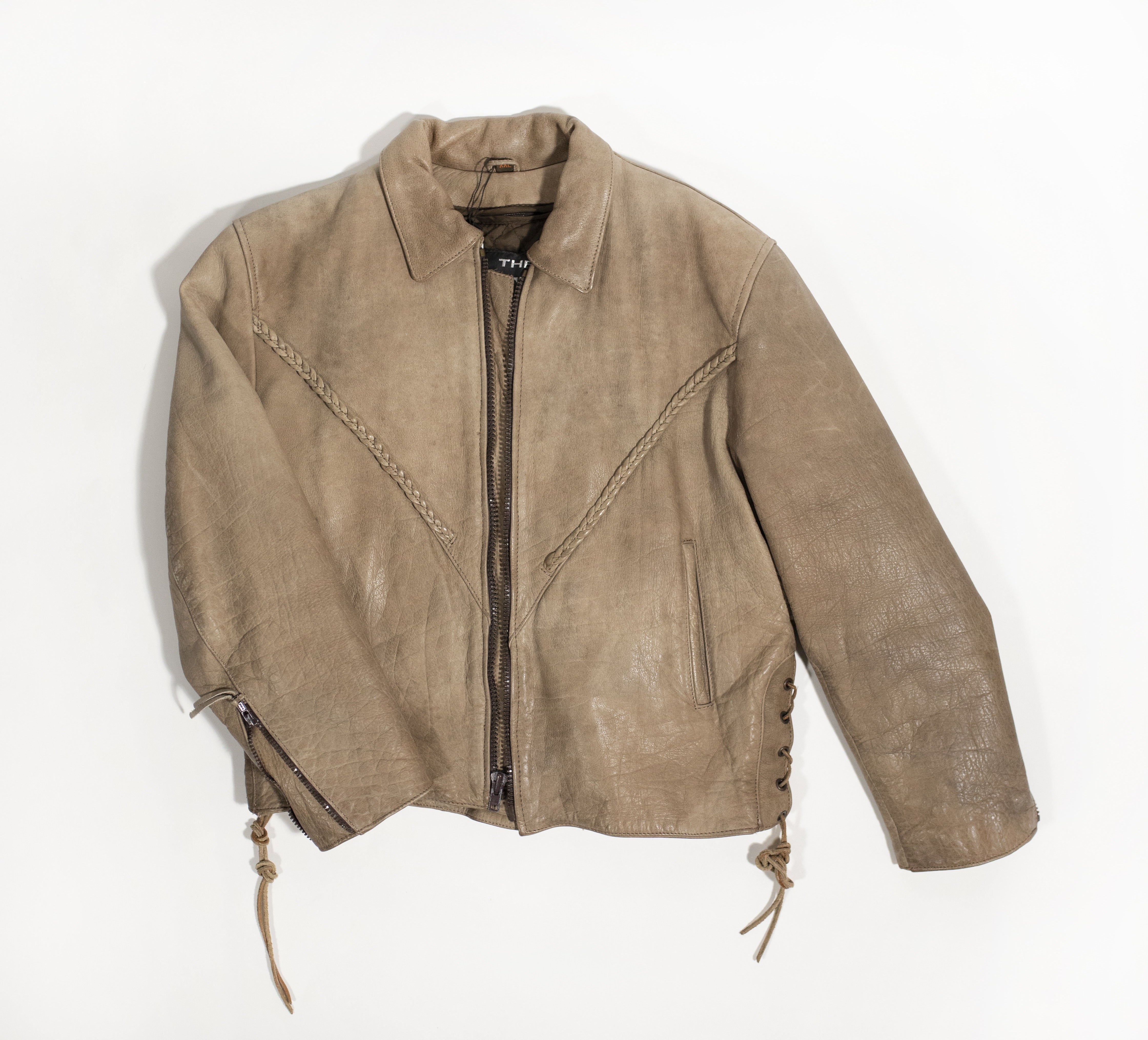 Tan Braided Leather Jacket
