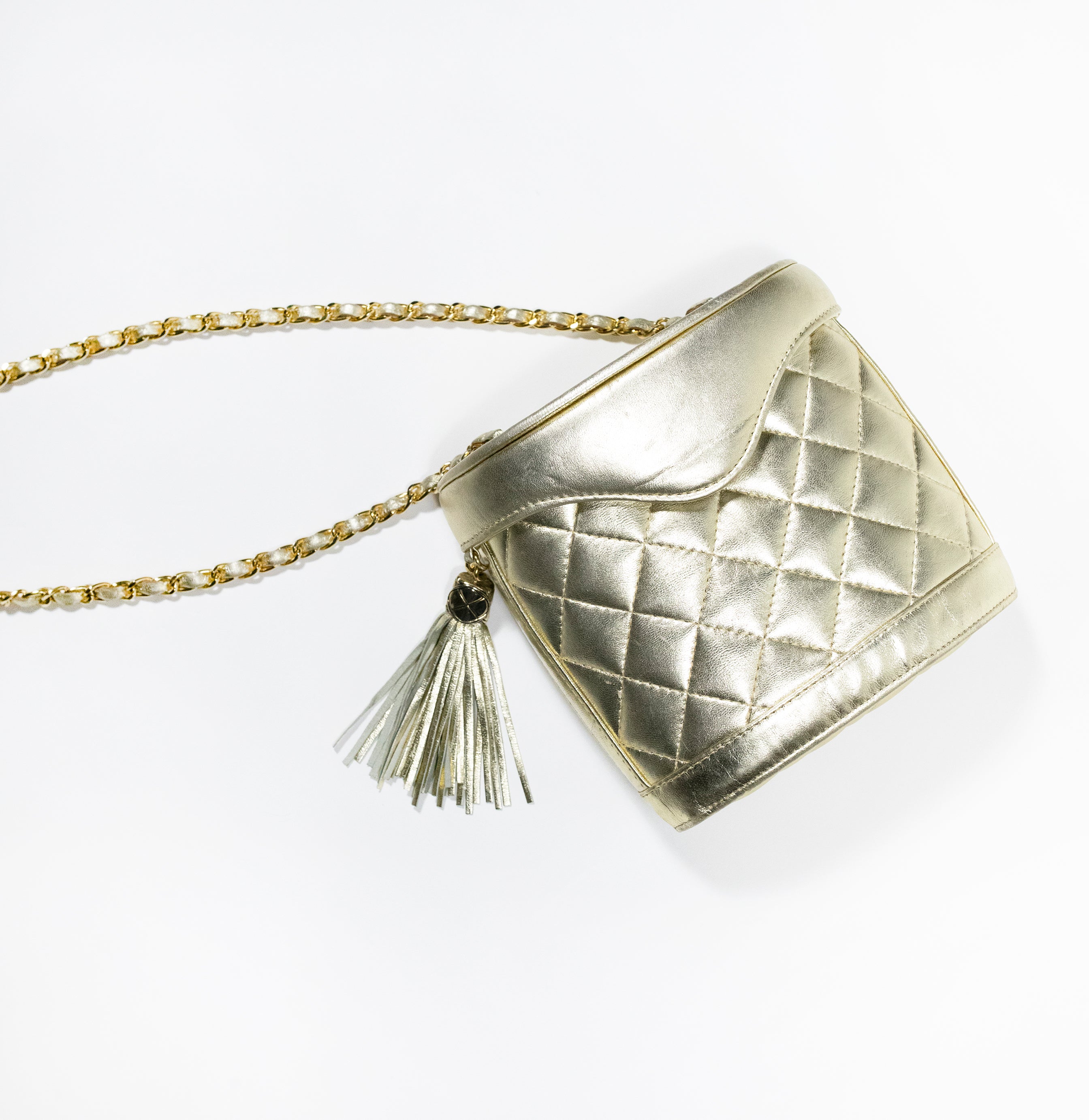 Gold Quilted Bucket Bag