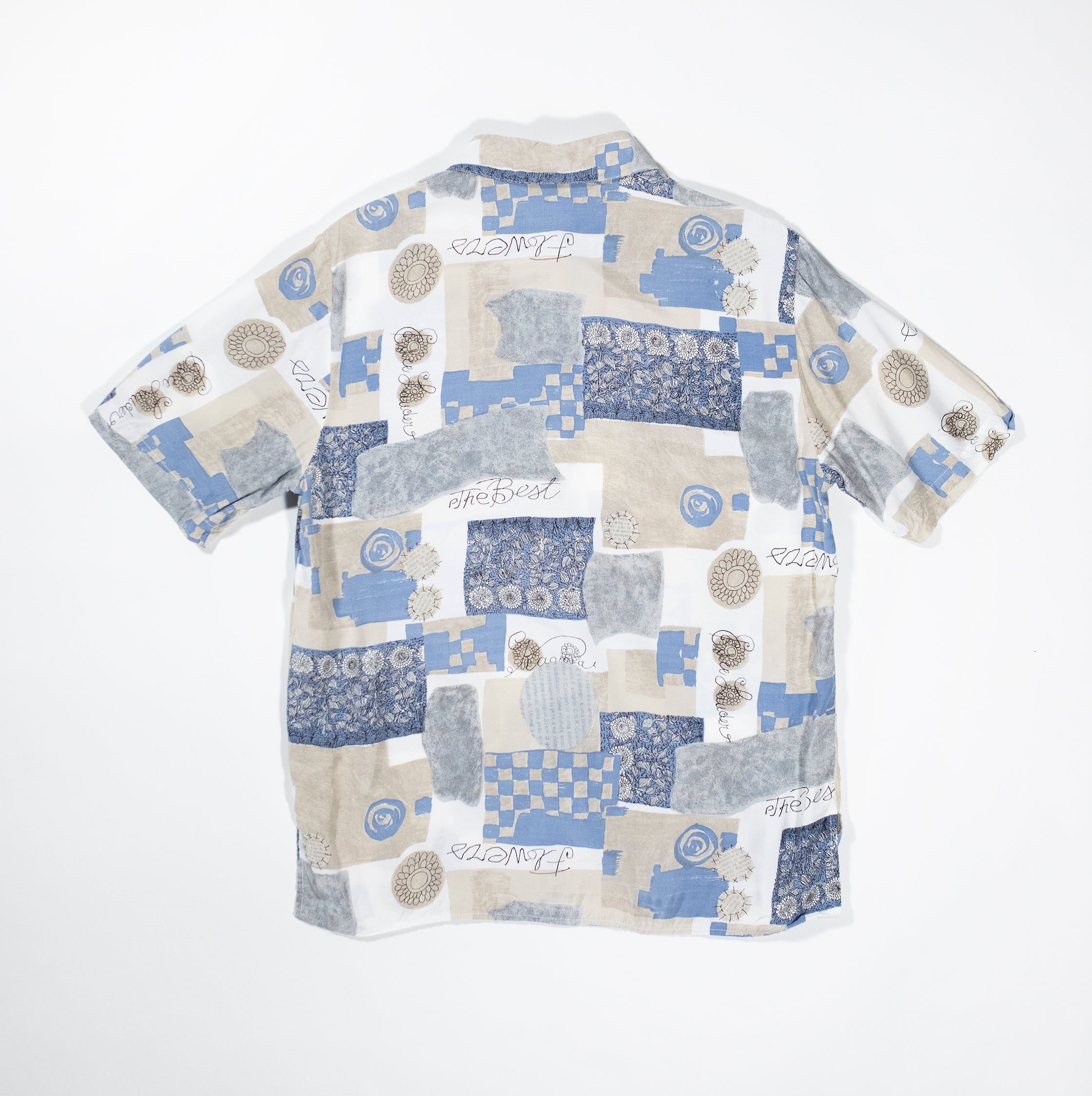 Vintage Blue Collage Pattern Blouse