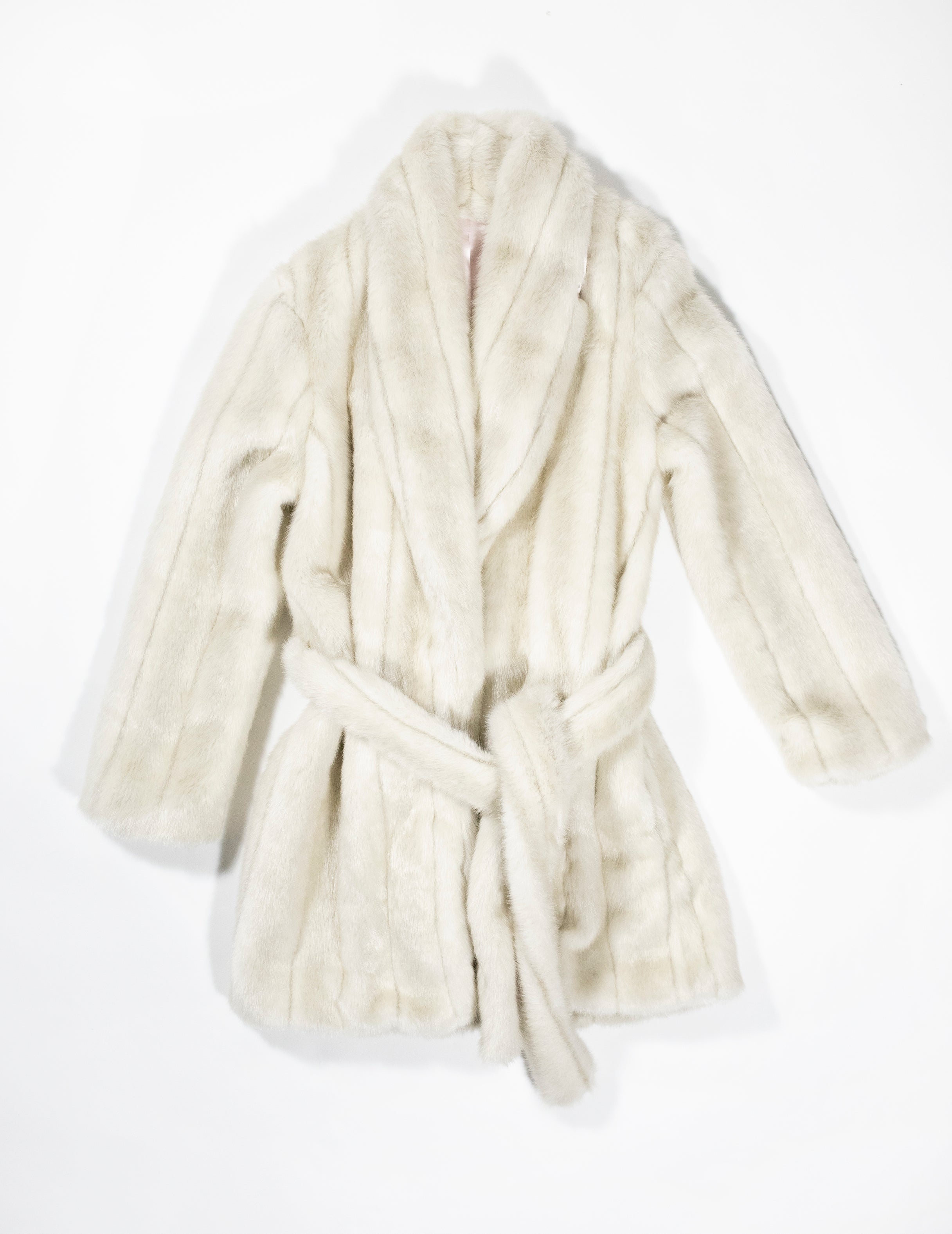 Staud Cream Faux Fur Coat