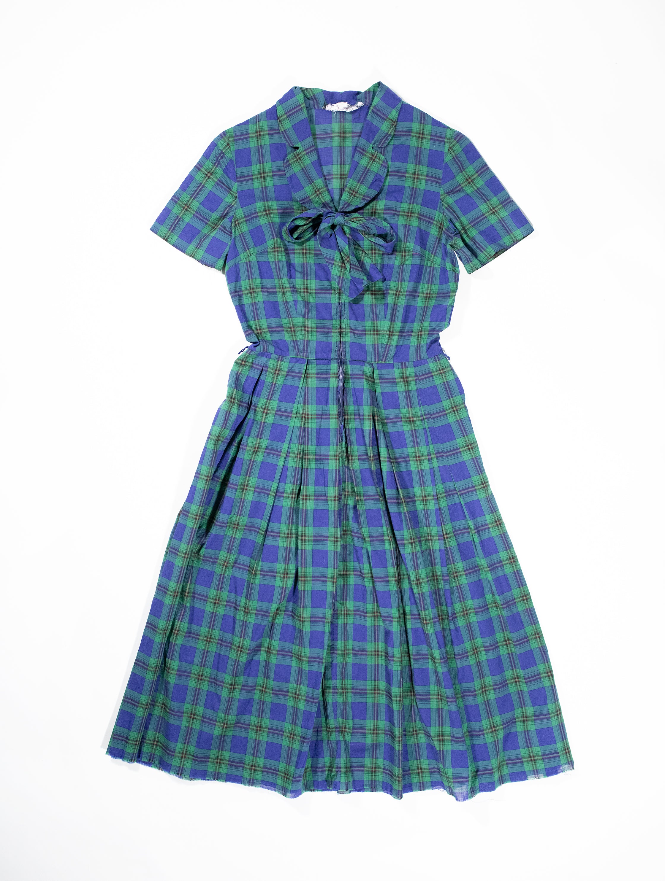 Vintage Plaid Button Dress