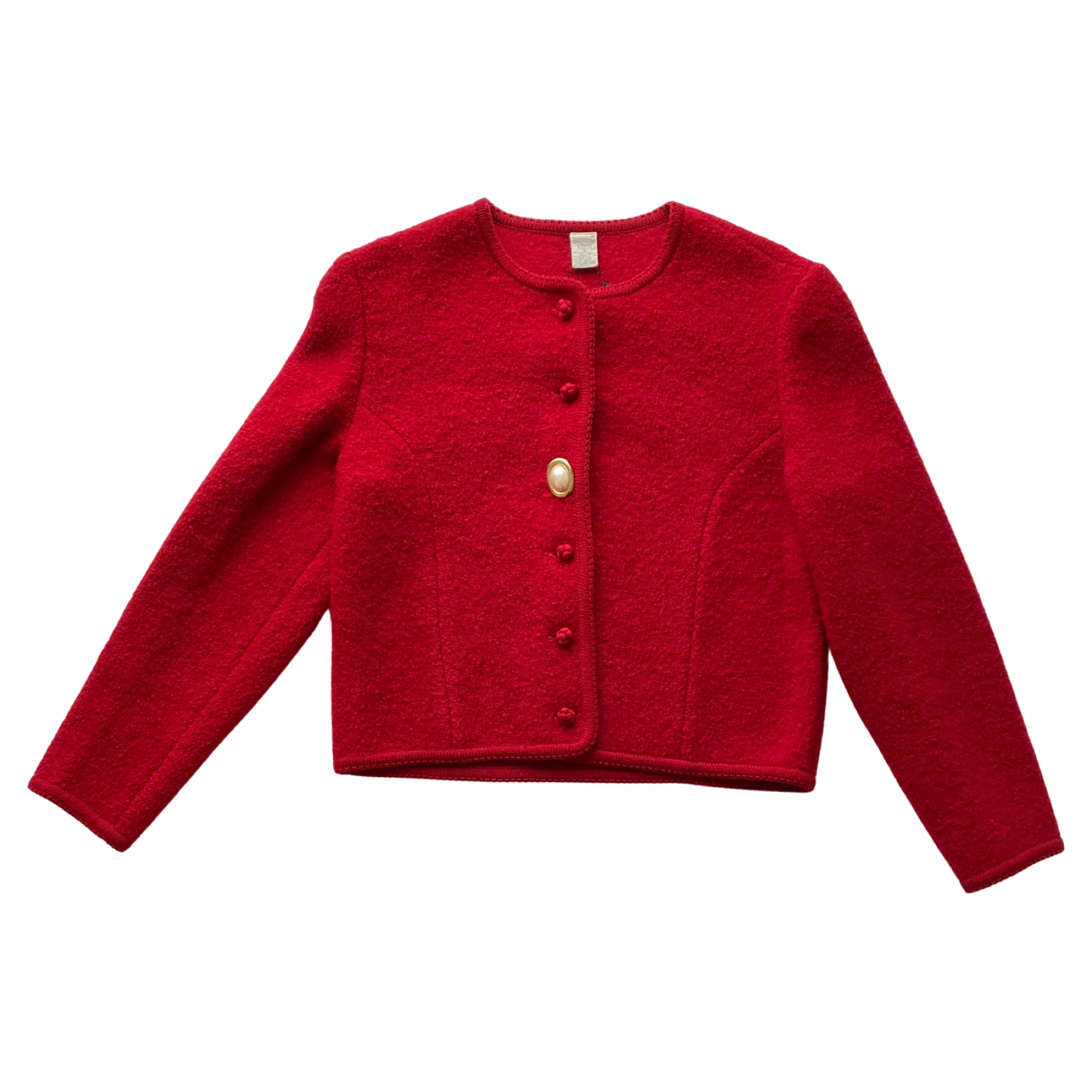 Red Boiled Wool Jacket
