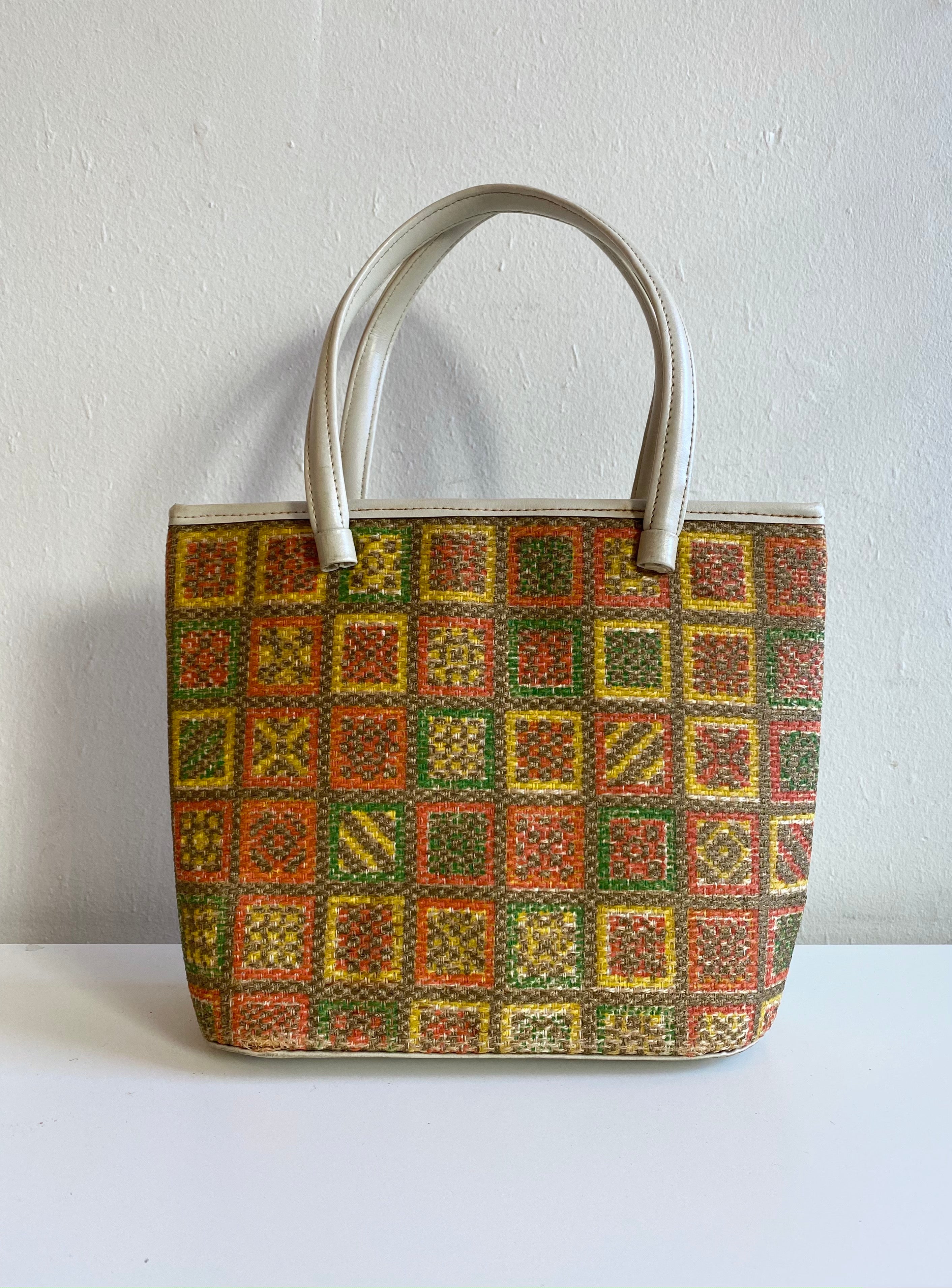 Beaded Flower Square Tote