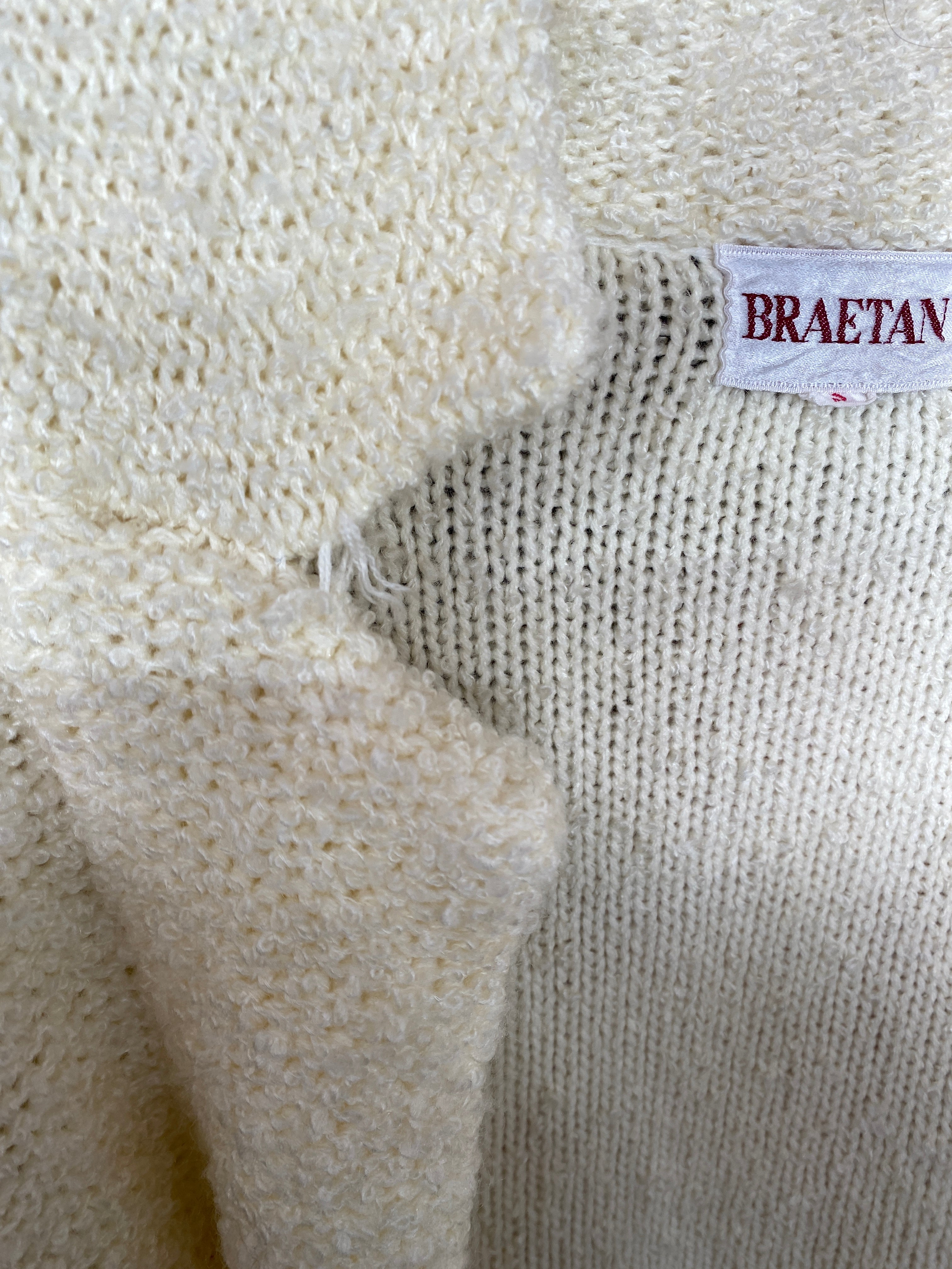 Cream Knit Cardigan With Belt