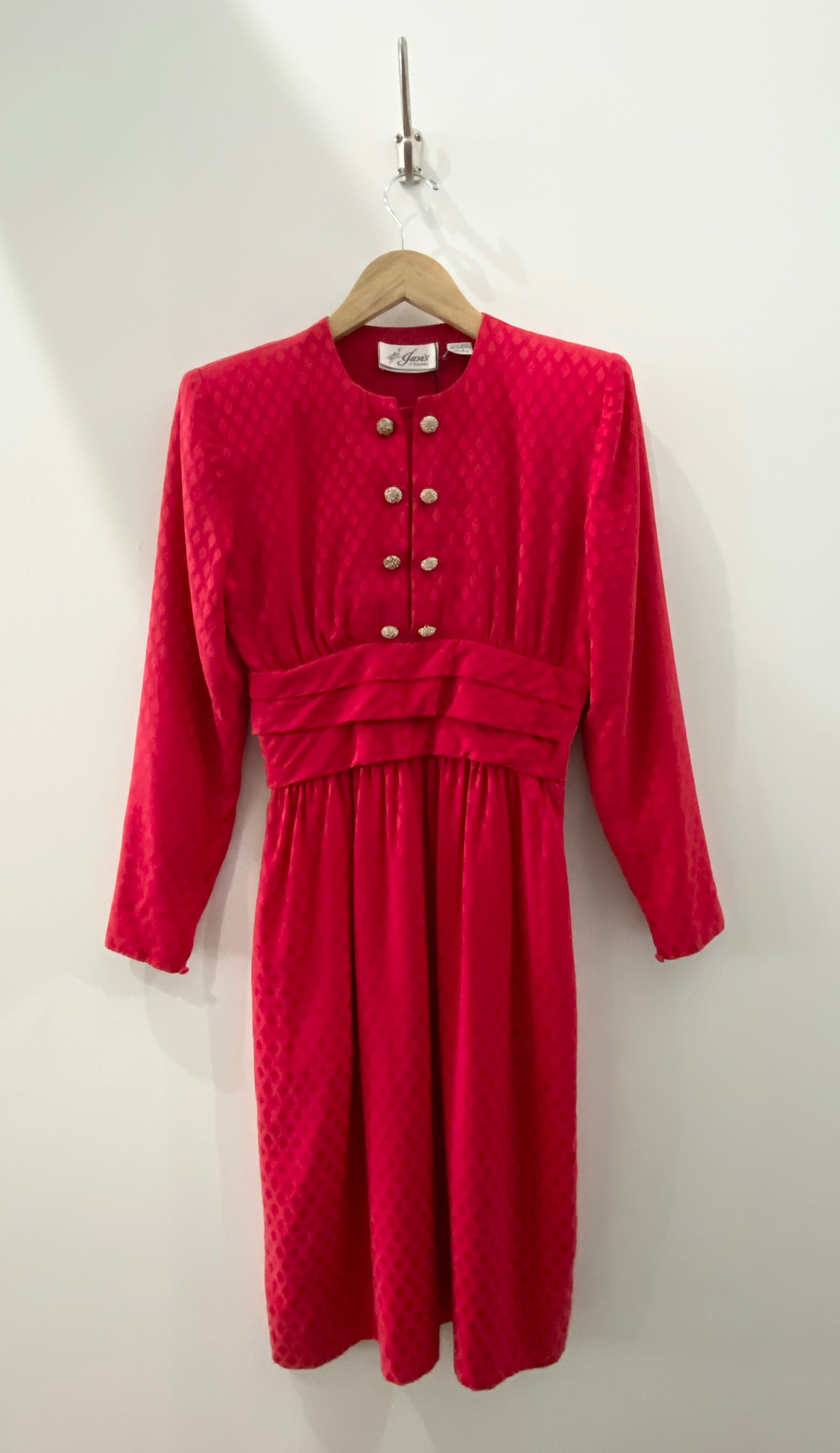 Red Diamond Pattern Silk Dress