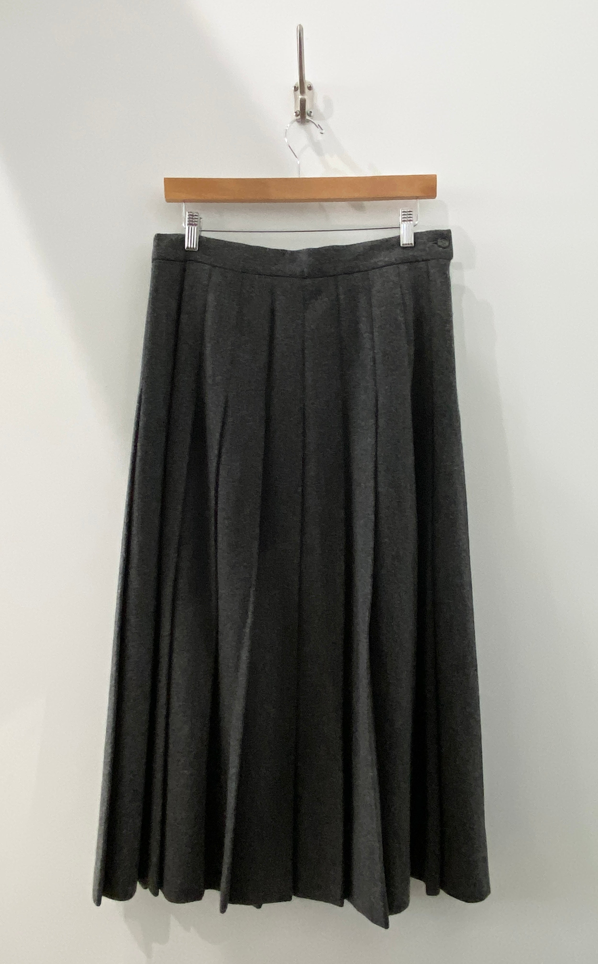 Gray Wool Pleated Skirt