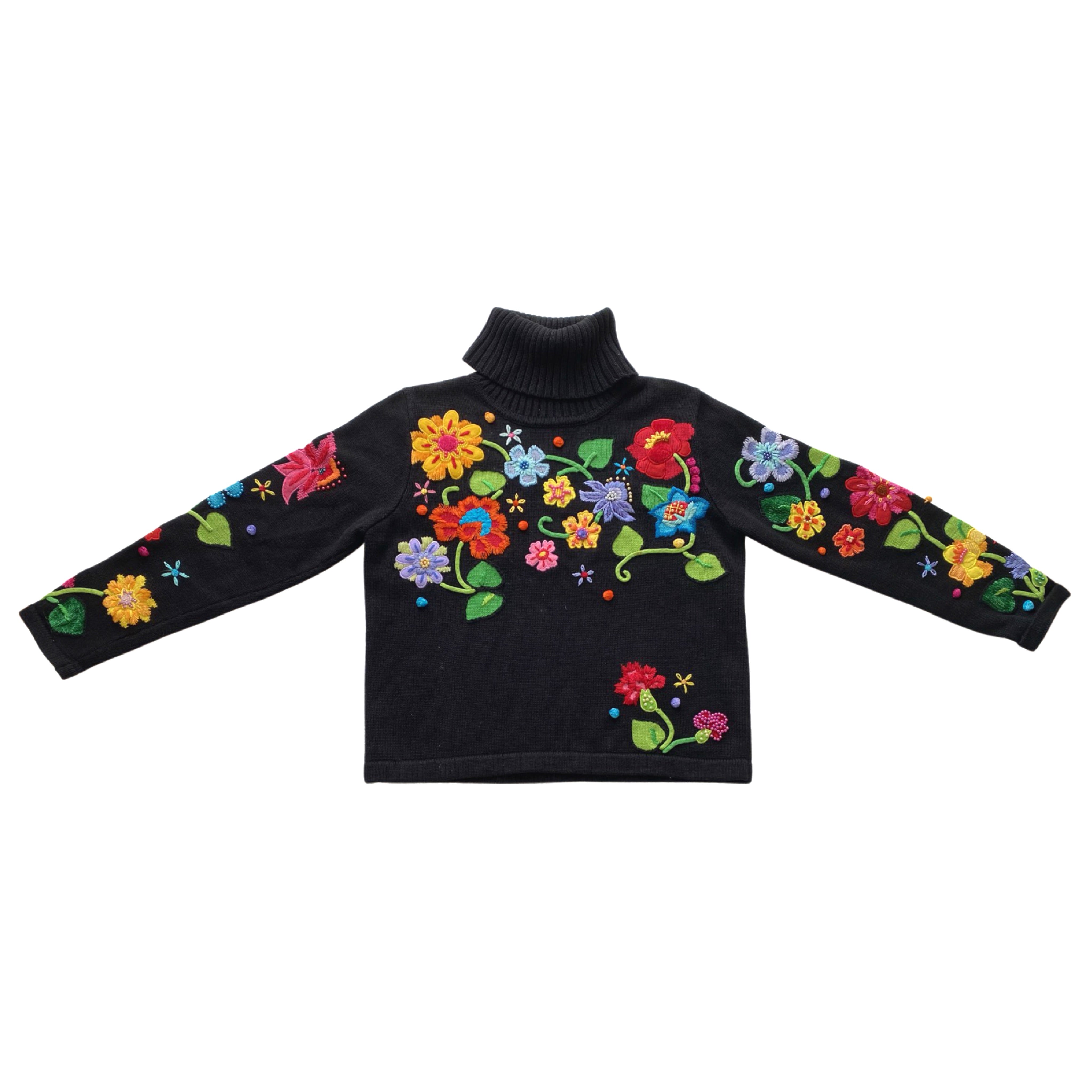 Vintage Floral Turtleneck Sweater